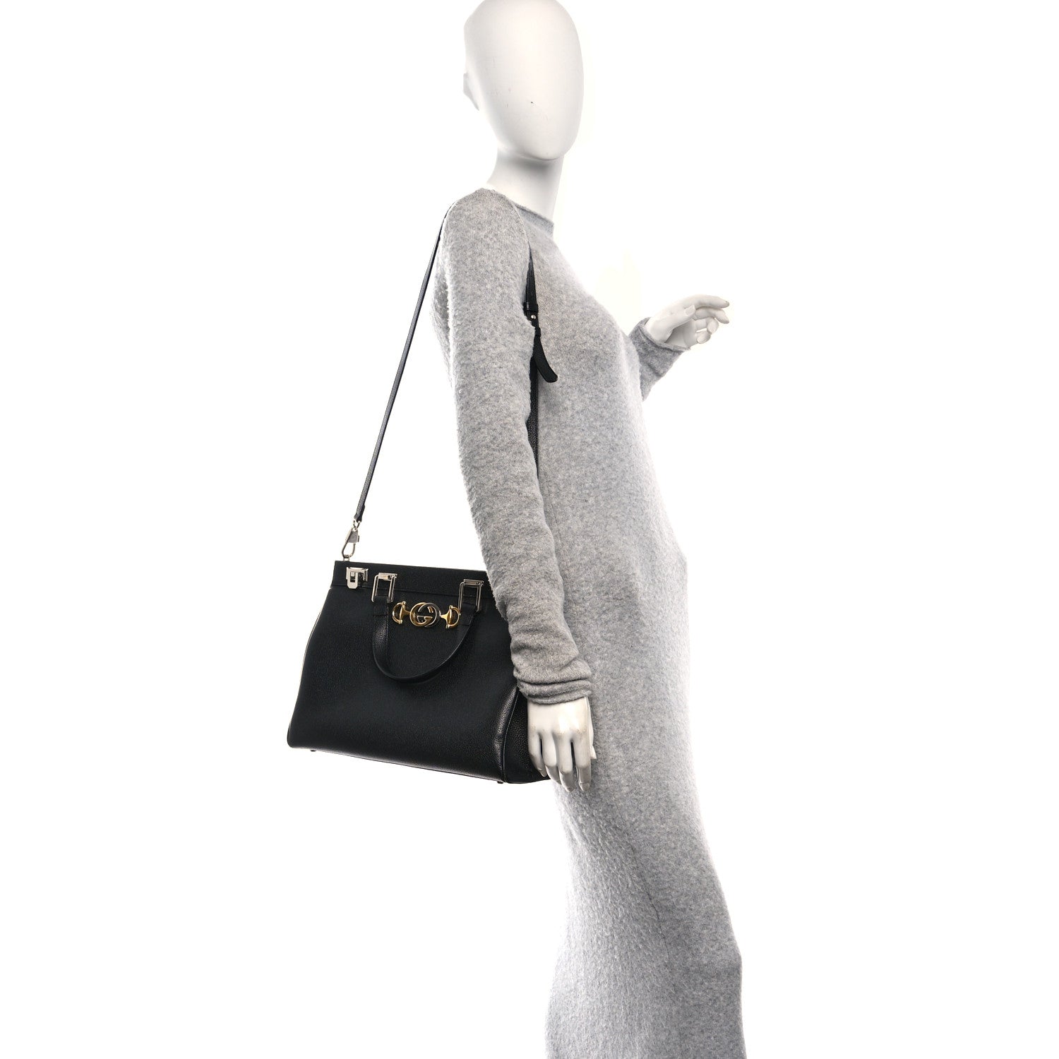 Smooth Calfskin Medium Zumi Top Handle Bag Black