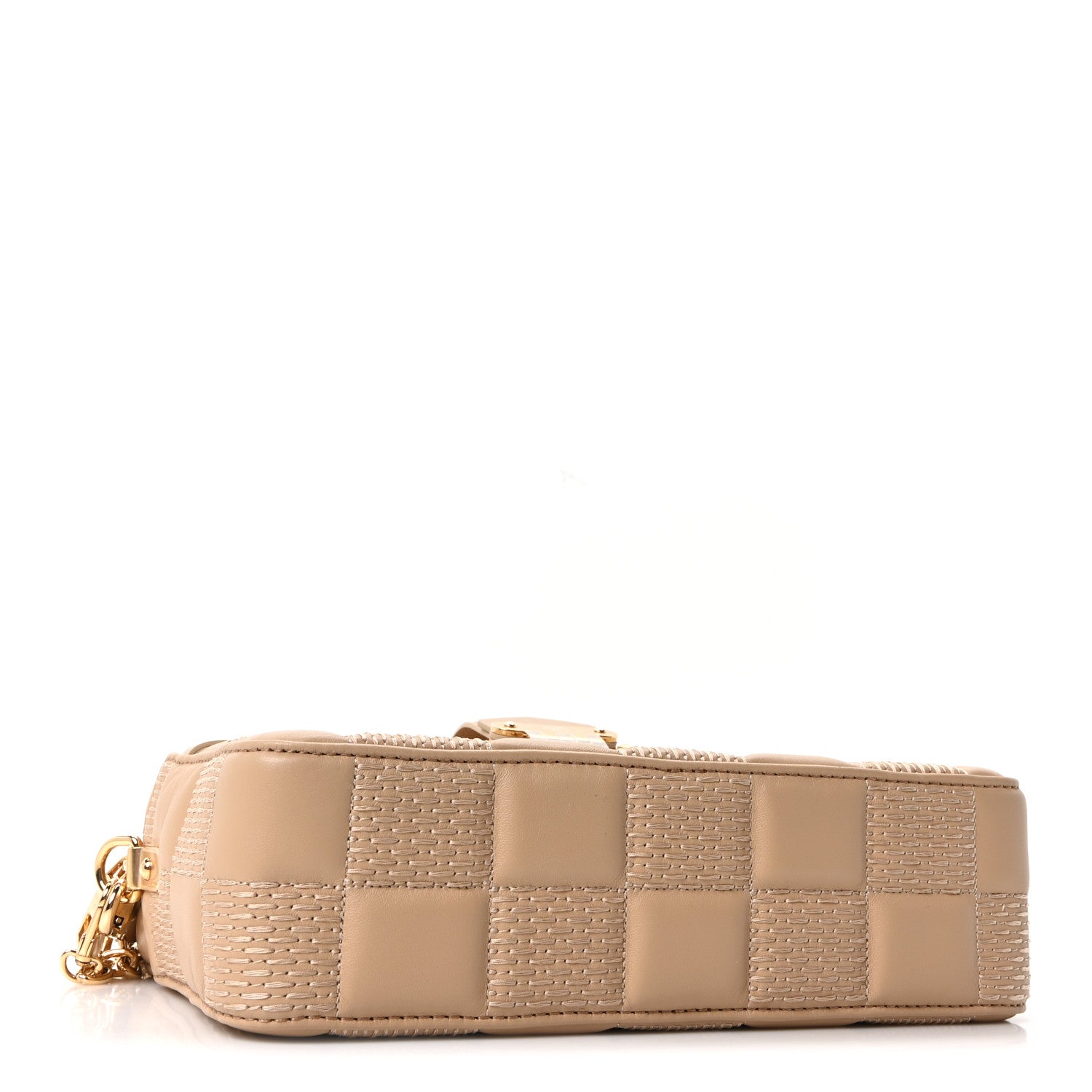 Lambskin Damier Quilt Troca MM Cashmere Beige