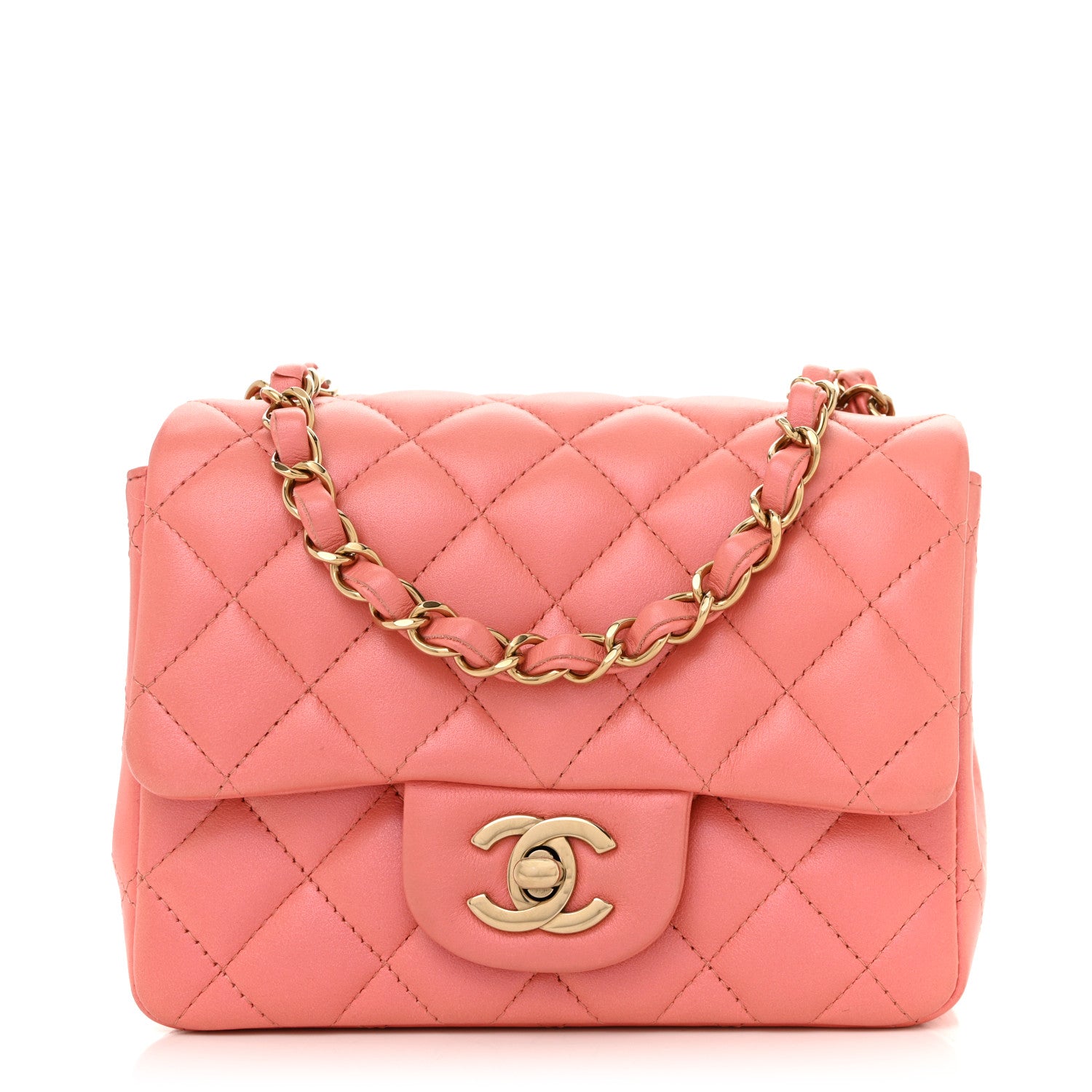 Lambskin Quilted Mini Square Flap Pink