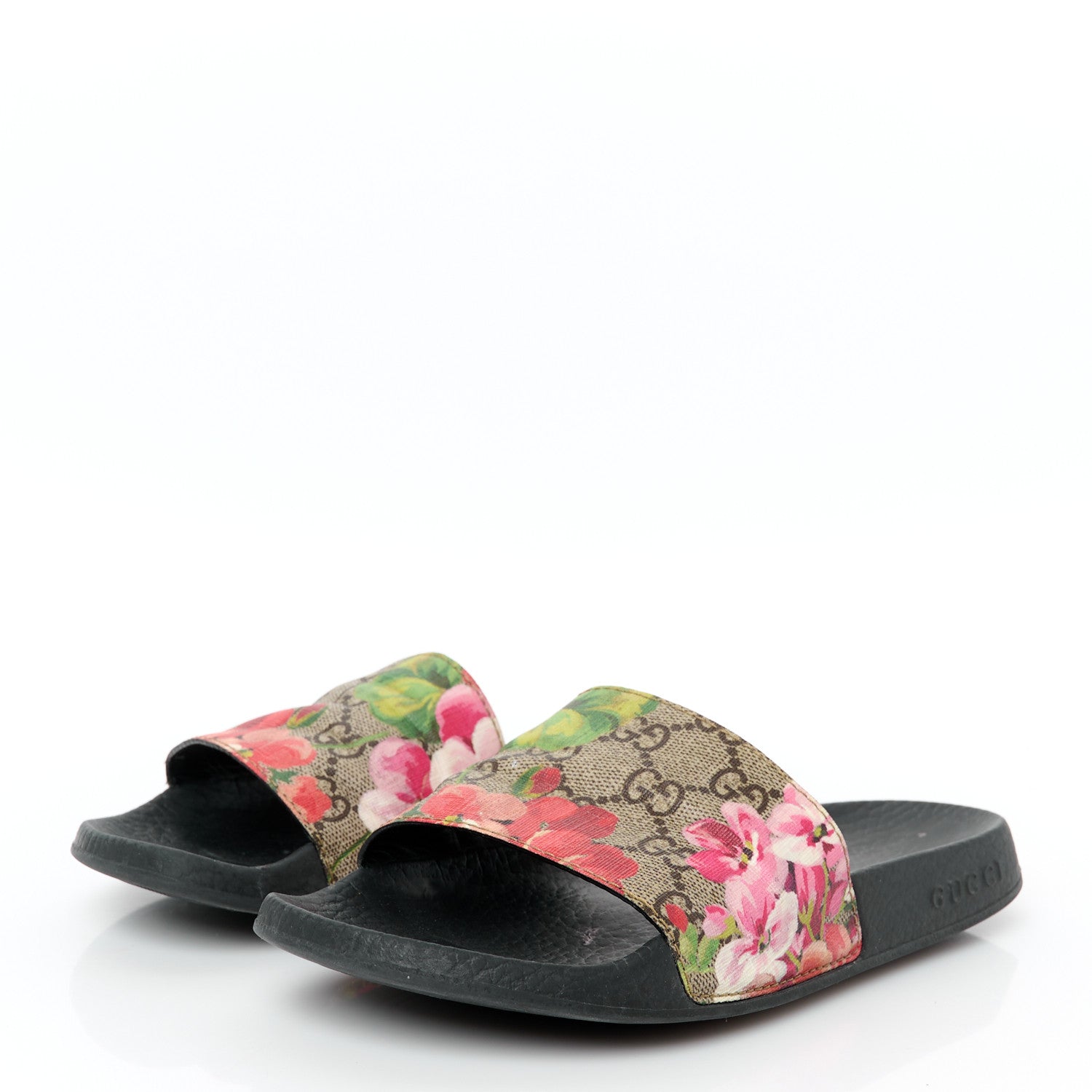 GG Supreme Monogram Blooms Slide Sandals 36 Beige Multicolor