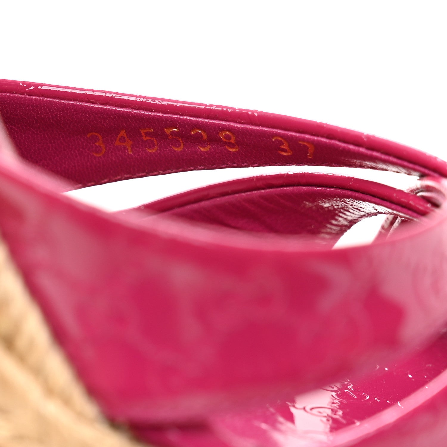 Patent Microguccissima Penelope Espadrille Wedge Sandals 37  Bright Bouganville