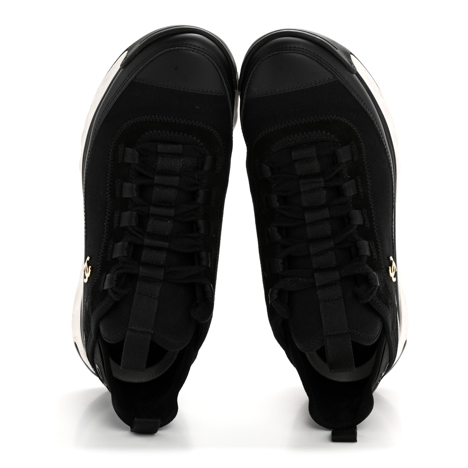 Velvet Calfskin Mixed Fibers CC Sneakers 38 Black