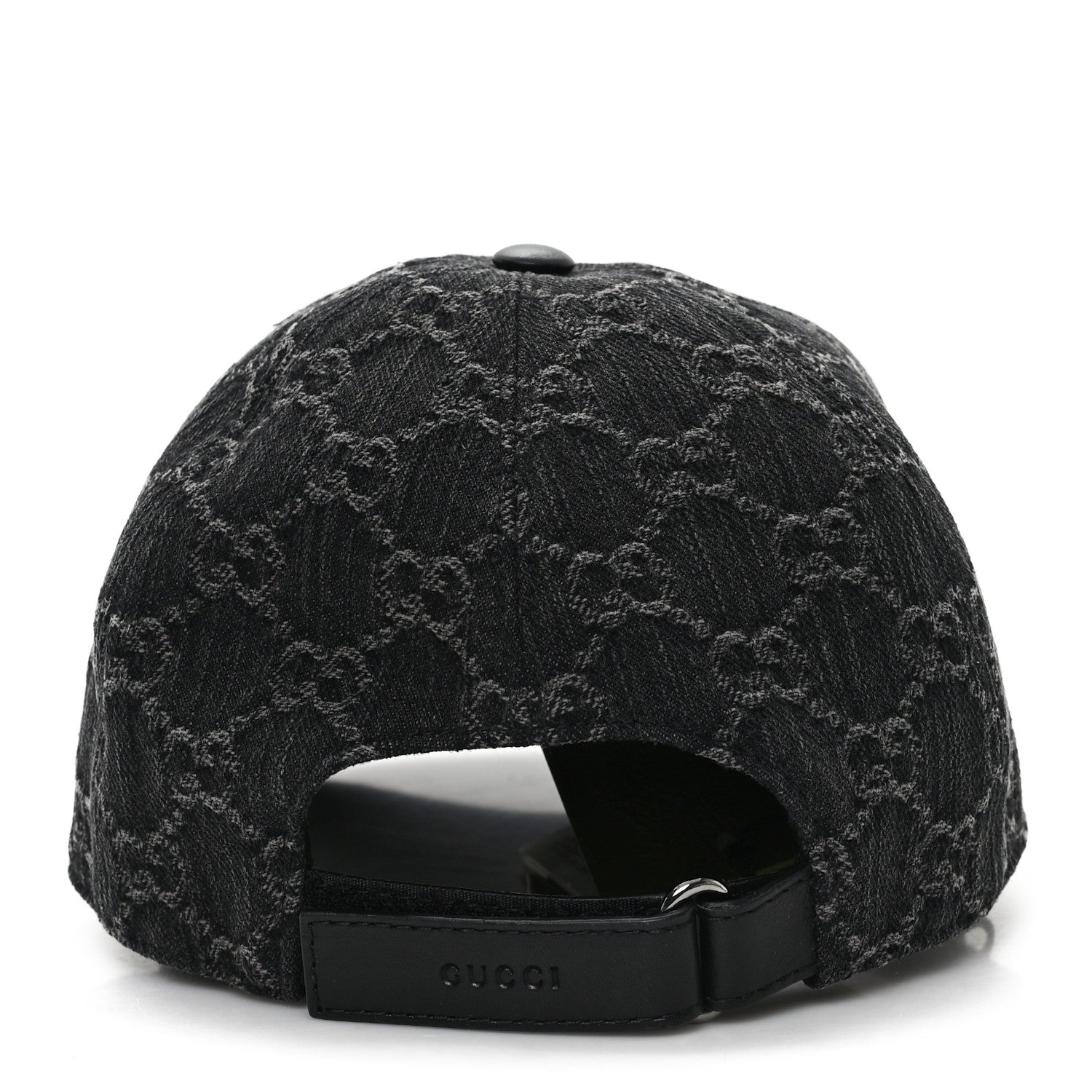 Denim Calfskin GG Monogram Baseball Hat M Black Grey
