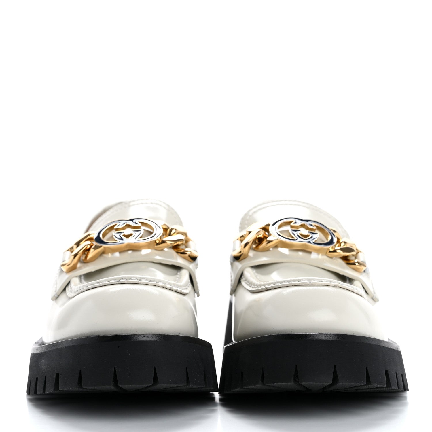 Cordovan Lux Womens Jeanne Platform Lug Sole 30/45mm Loafers 39.5 White