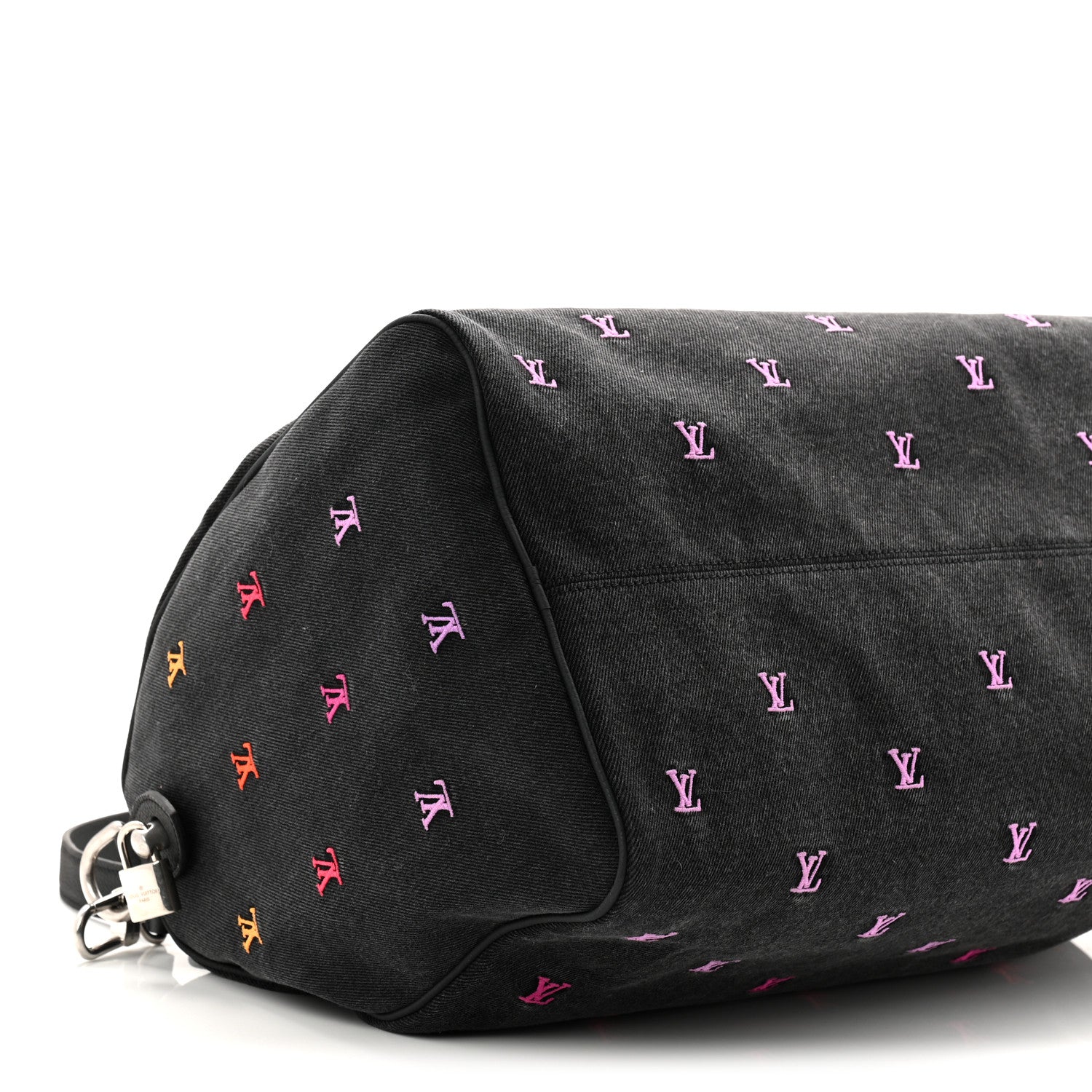 LV Blason Denim Calfskin Speedy Bandouliere 40 Black Gradient Orange