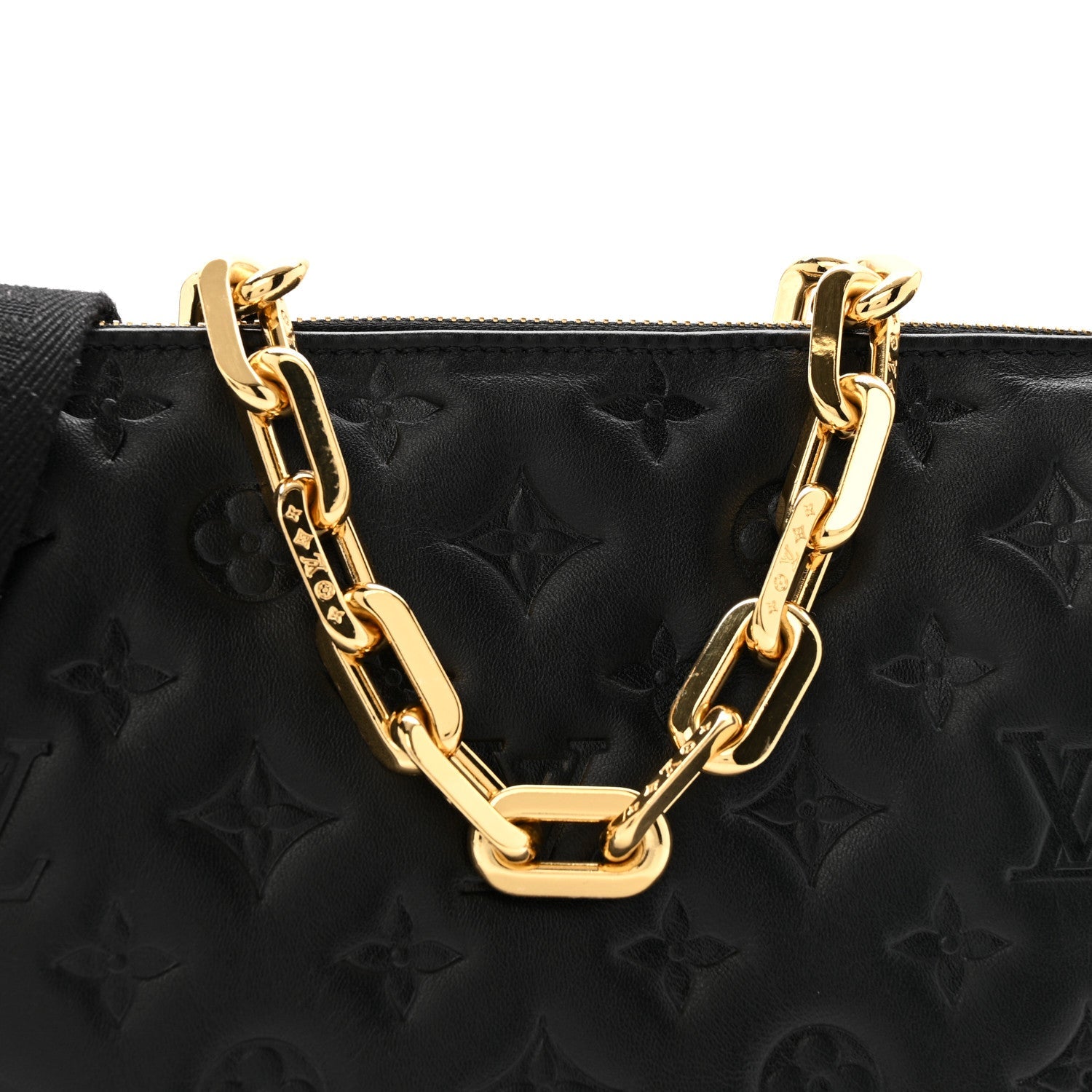 Lambskin Embossed Monogram Coussin PM Black