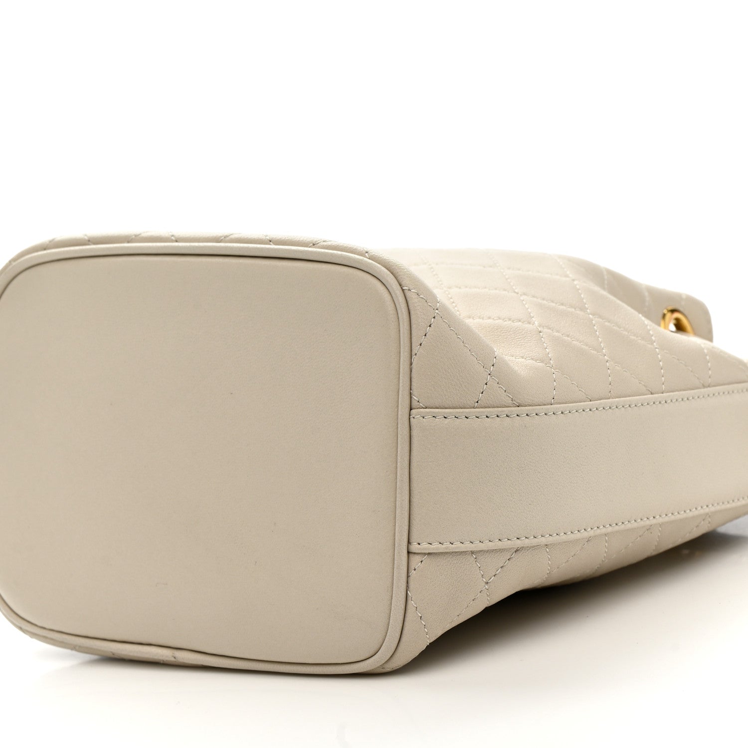 Lambskin Carre Quilted Cassandre Small Bucket Bag Crema Soft