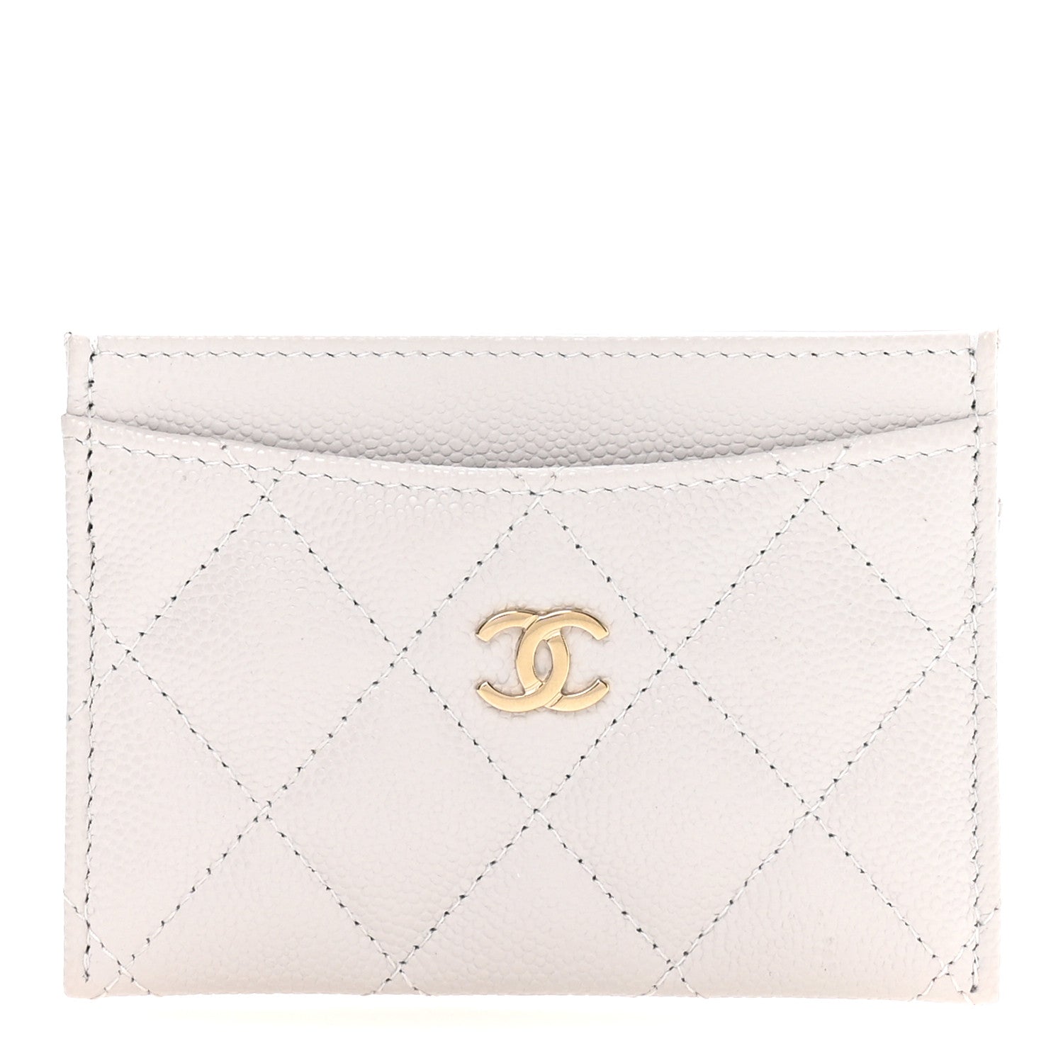 Caviar Quilted Card Holder Light Grey