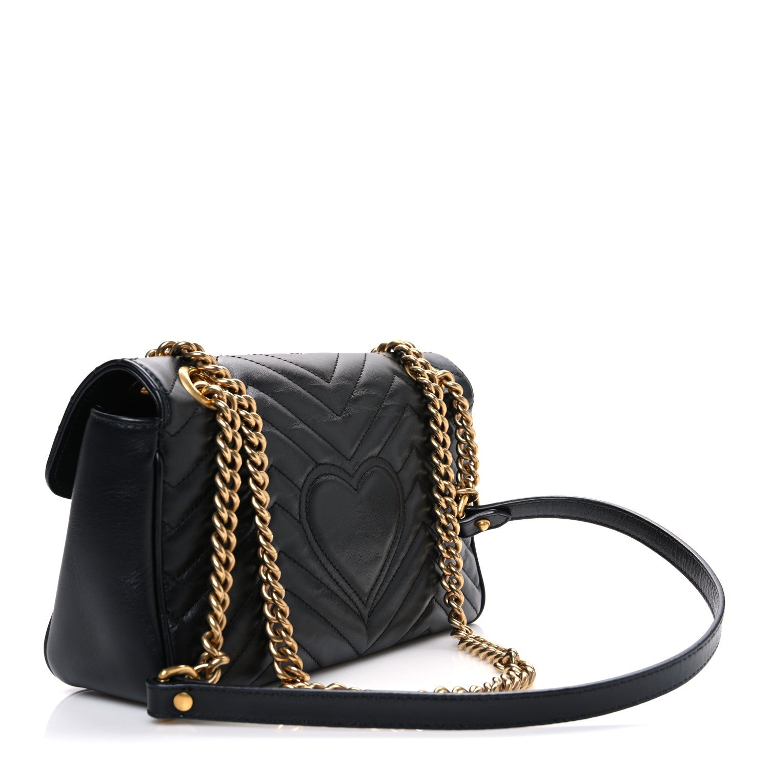 Calfskin Matelasse Small GG Marmont Shoulder Bag Black