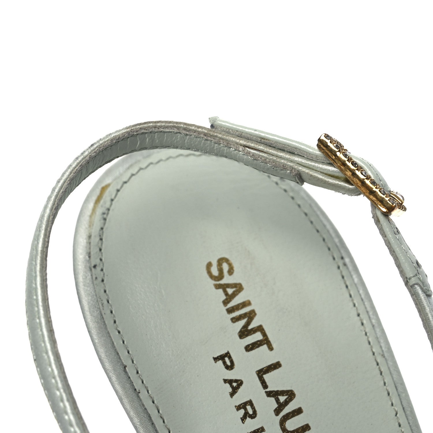 Crepe Satin Blanco Feathered Sandals 39 Slight Green