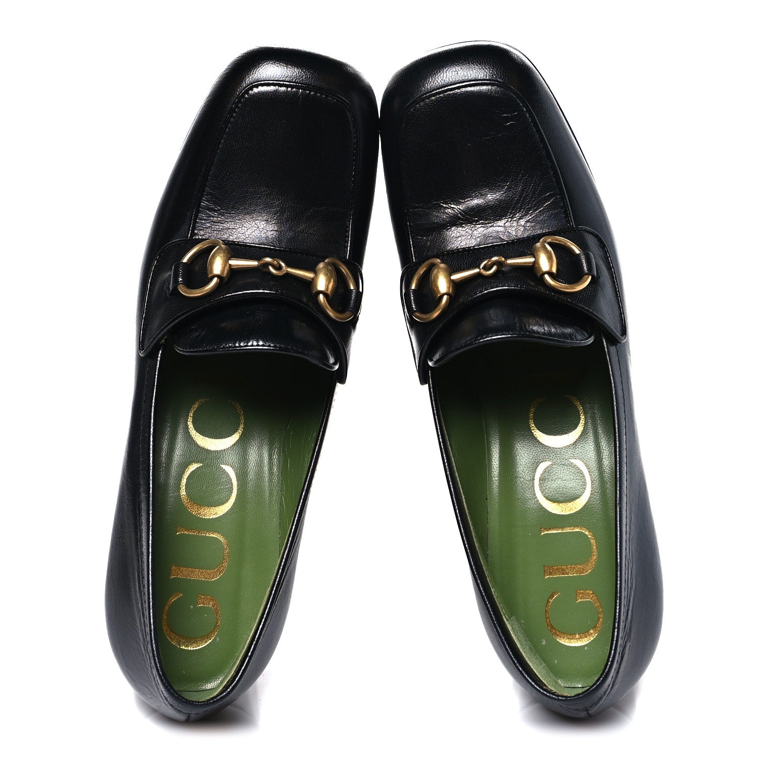 Goatskin Houdan Mid Heel Platform Loafers 36.5 Black