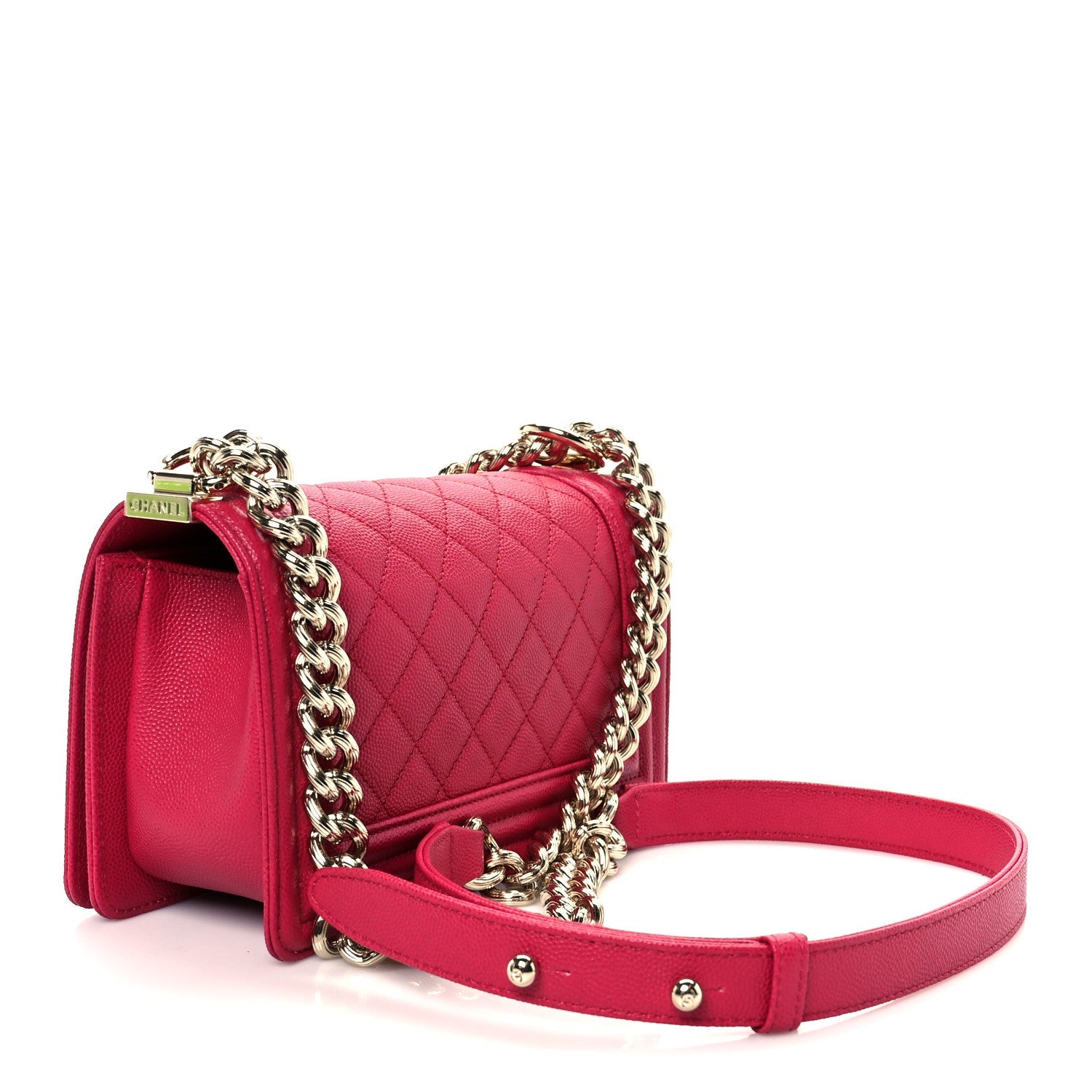 Caviar Quilted Small Boy Flap Dark Pink