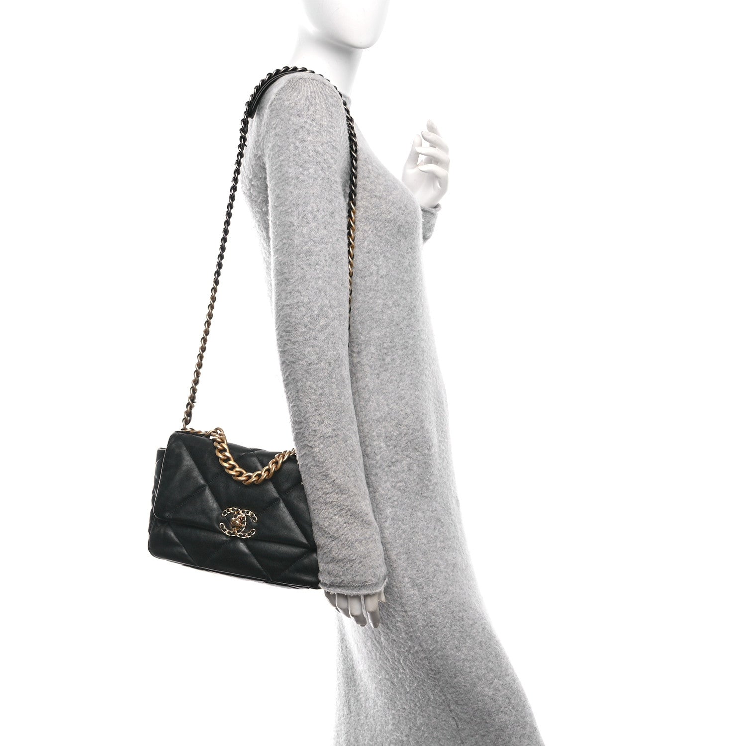 Goatskin Quilted Medium Chanel 19 Flap Black