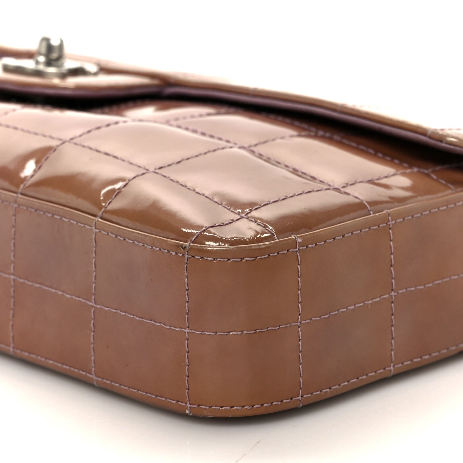 Patent Quilted East West Chocolate Bar Flap Light Purple