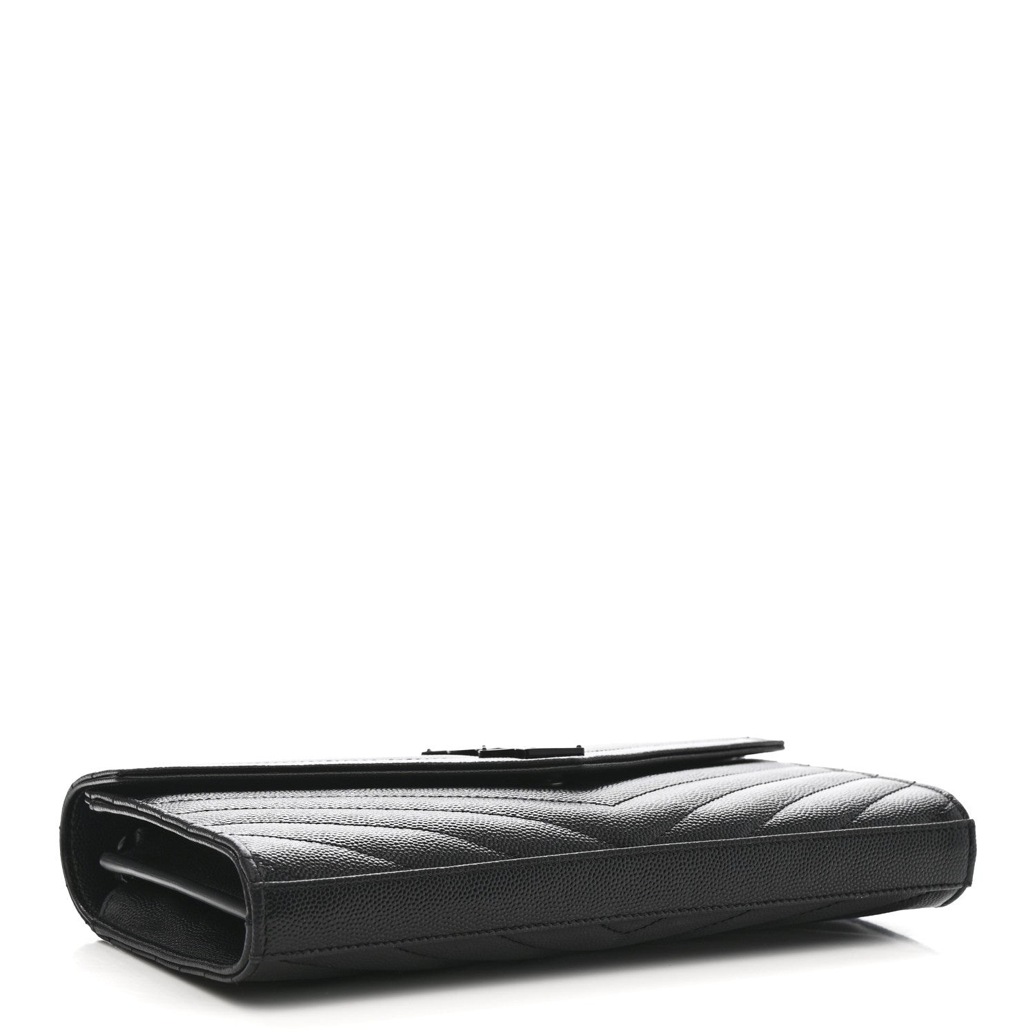 Grain De Poudre Matelasse Chevron Monogram Monochrome Chain Wallet Black