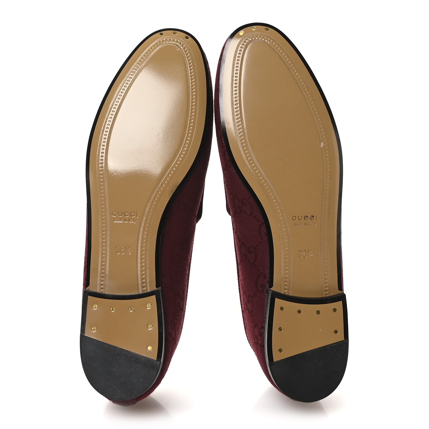 New Canvas GG Monogram Malaga Kid Horsebit Womens Jordaan Loafers 36.5 Rosso Ancora