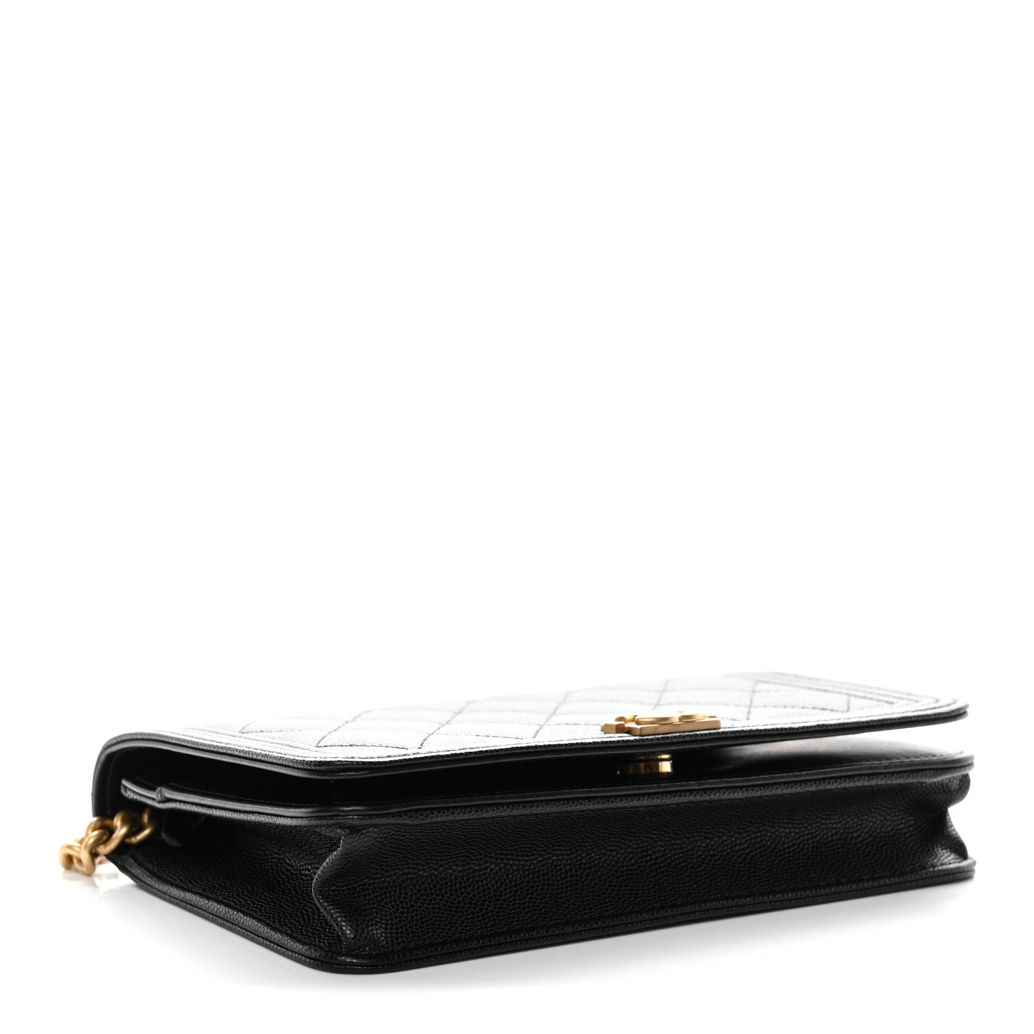 Caviar Quilted Boy Wallet On Chain WOC Black