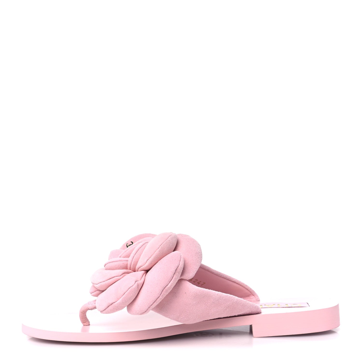 Suede Pearl Camellia Thong Sandals 37 Light Pink