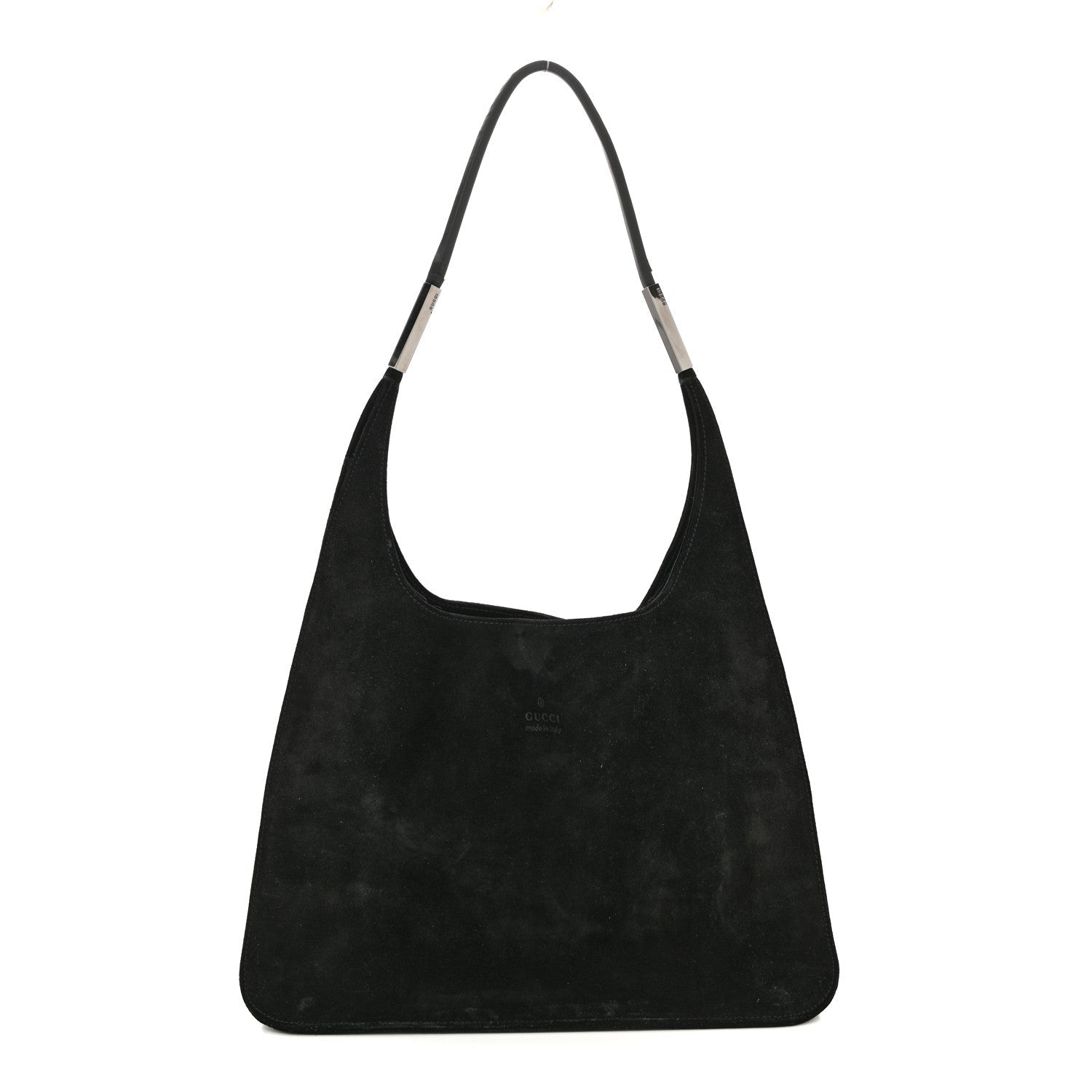 Suede Logo Shoulder Bag Black