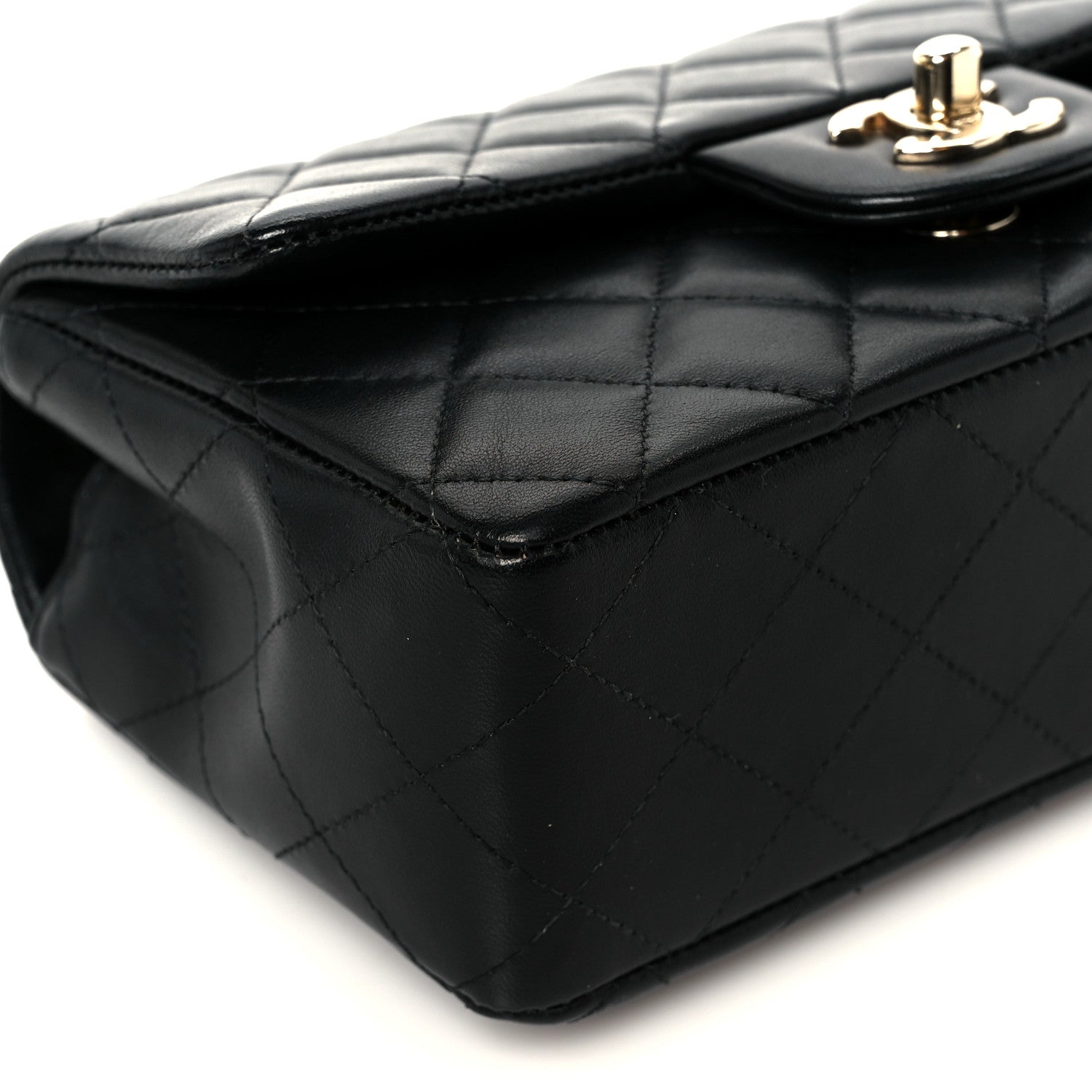 Lambskin Quilted Mini Rectangular Flap Black