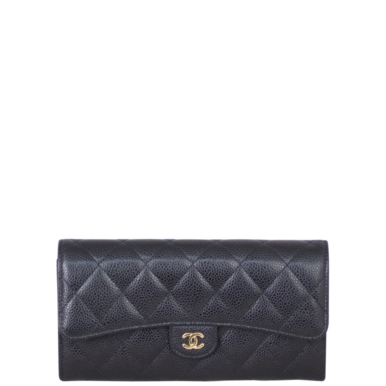 Chanel Classic Flap Long Wallet | Black Gold Hardware