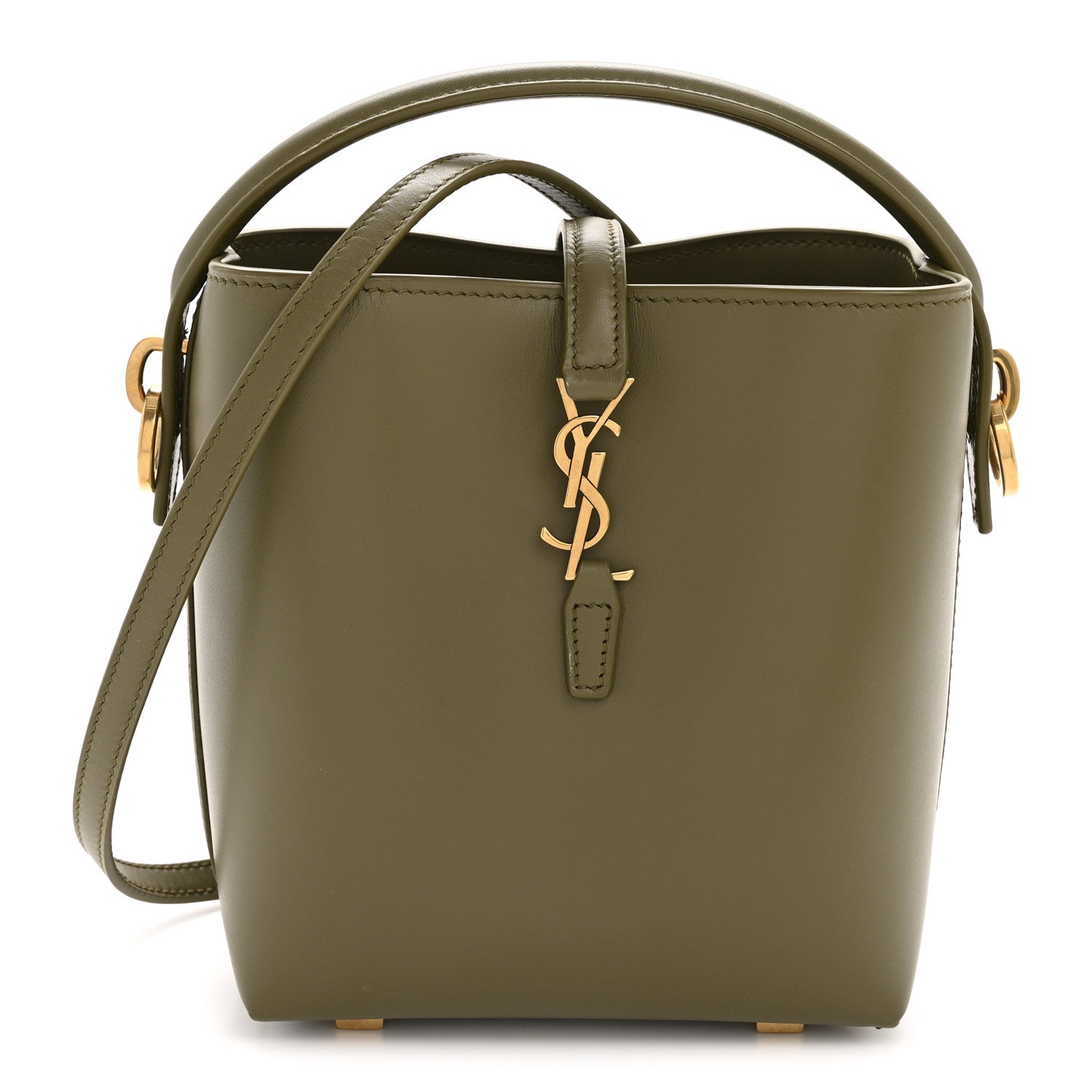 Shiny Calfskin Le 37 Mini Bucket Bag Strong Moss