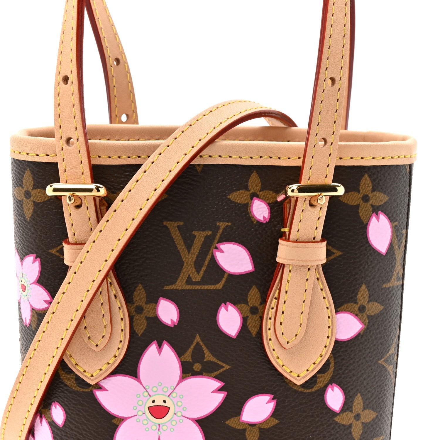 LV X TM Monogram Cherry Blossom Nano Bucket Sakura Brown