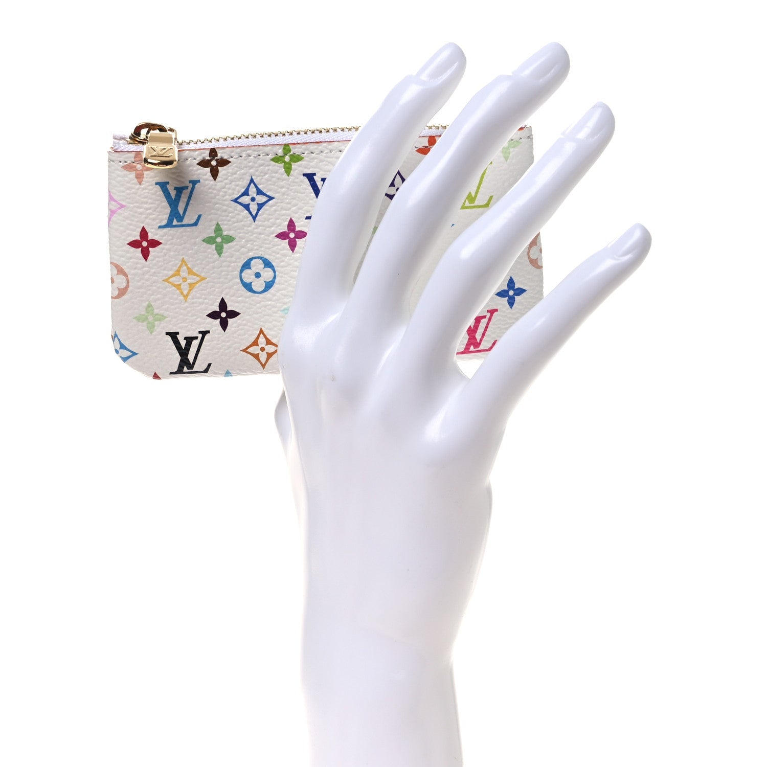 LV X TM Monogram Multicolor Key Pouch White