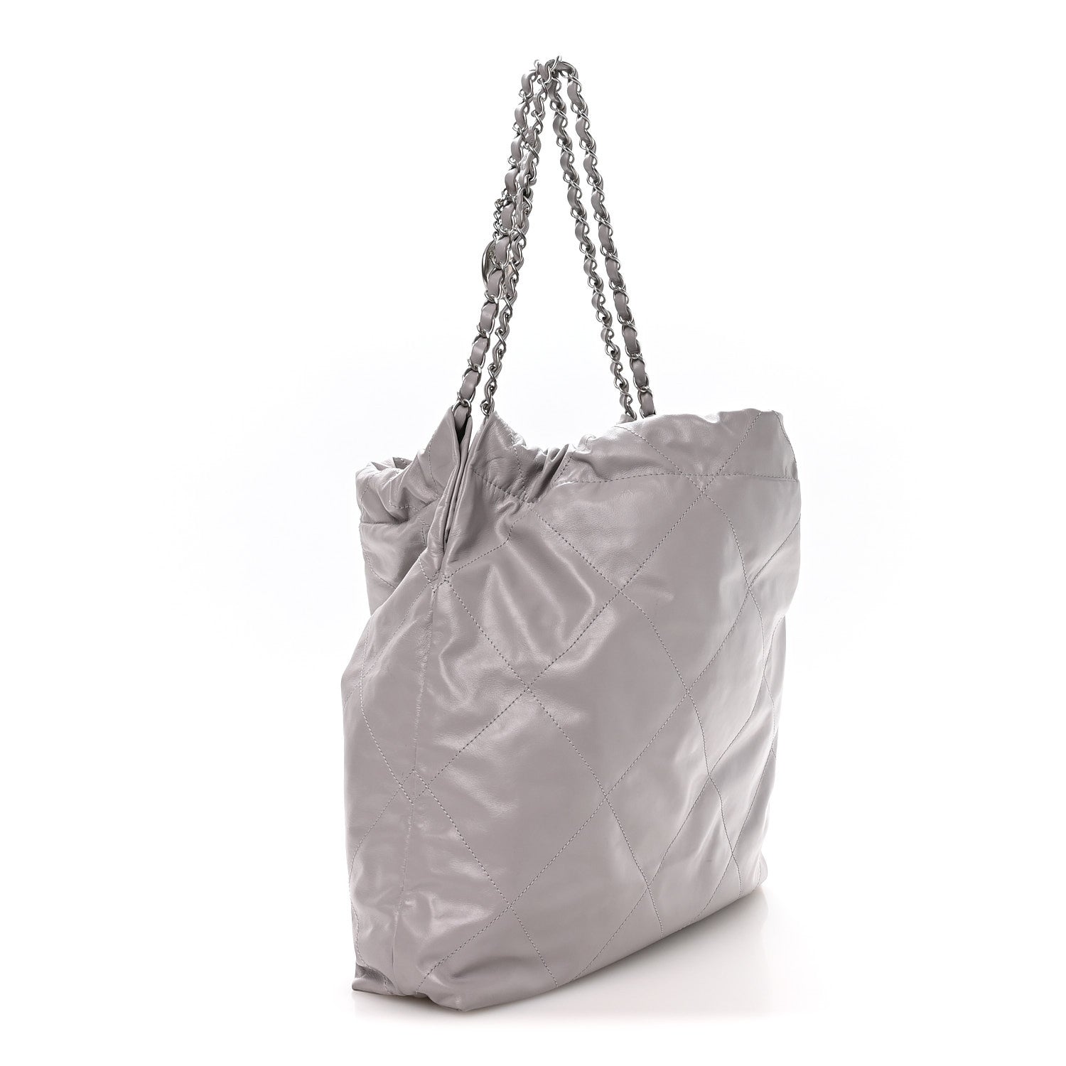 Shiny Calfskin Quilted Chanel 22 Grey