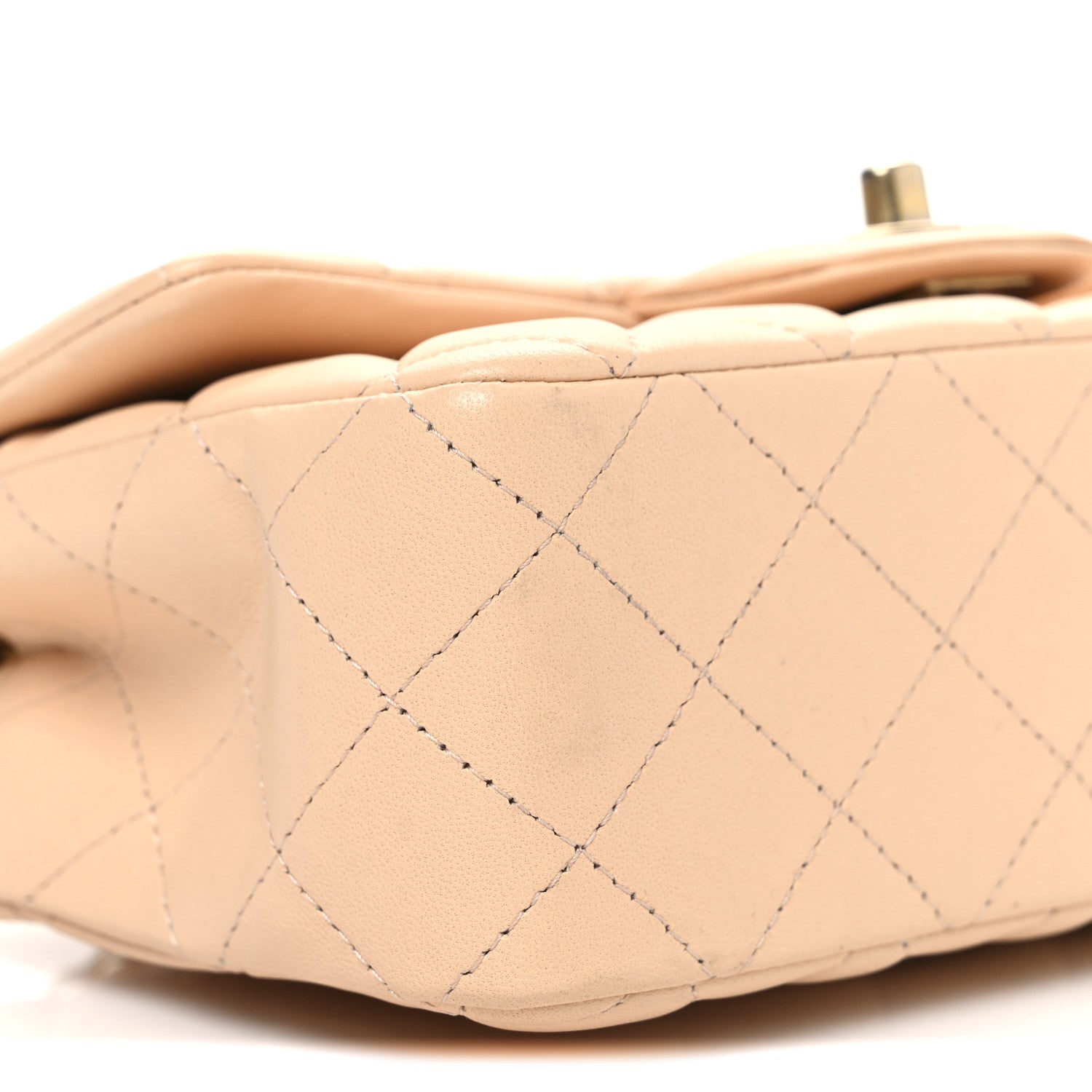 Lambskin Quilted Mini Rectangular Flap Beige