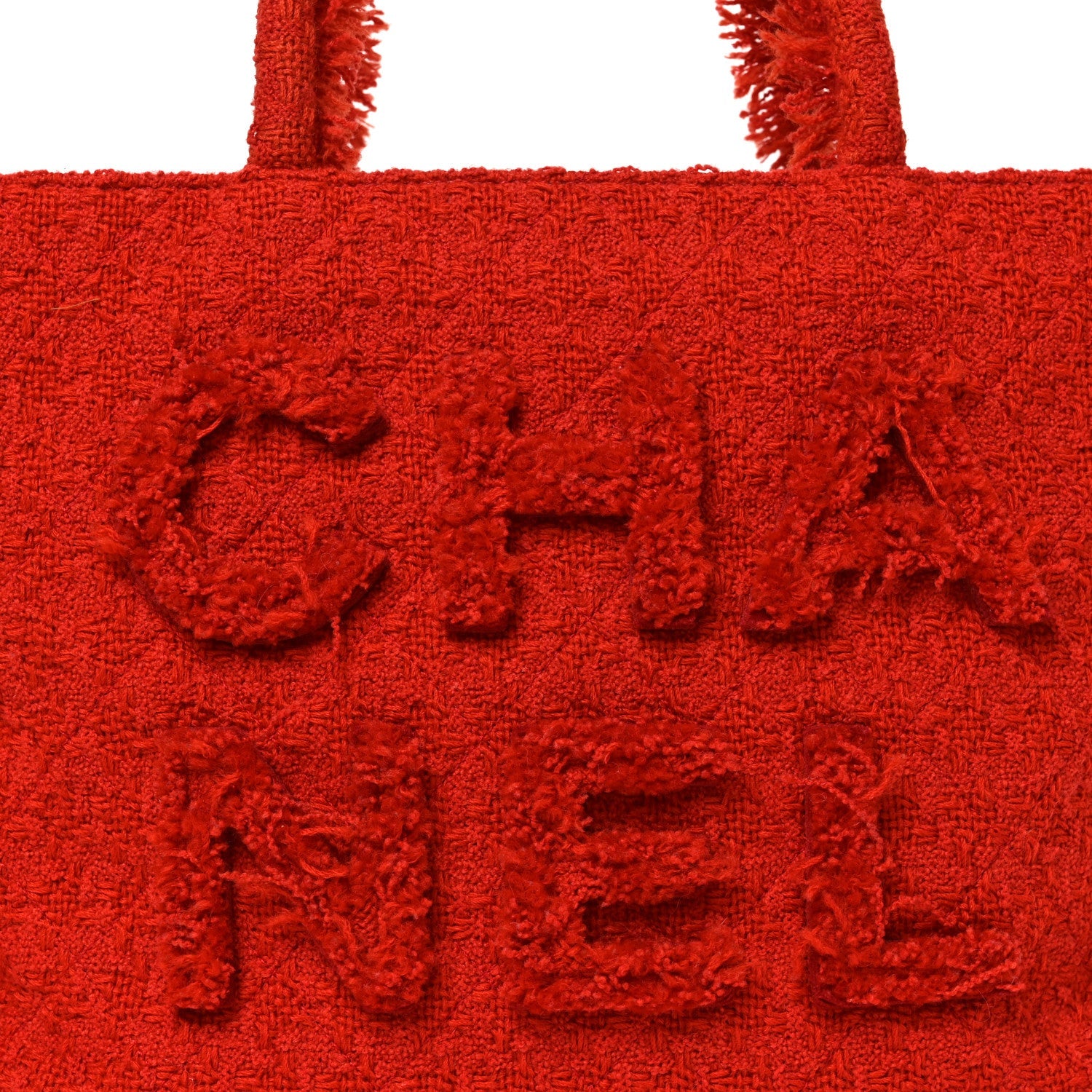 Wool Tweed Large Zipped Shopping Tote Dark Orange