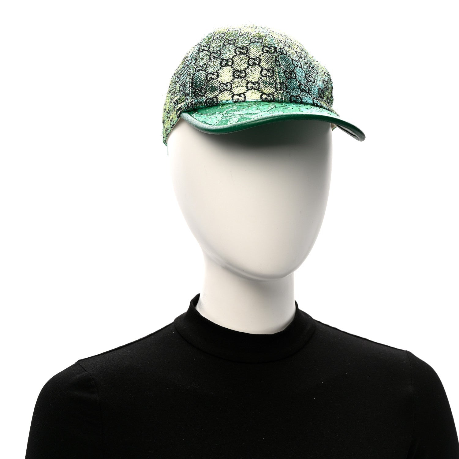 Silk Blend Jacquard Monogram Santa Barbara Baseball Hat S  Green Black Radiant