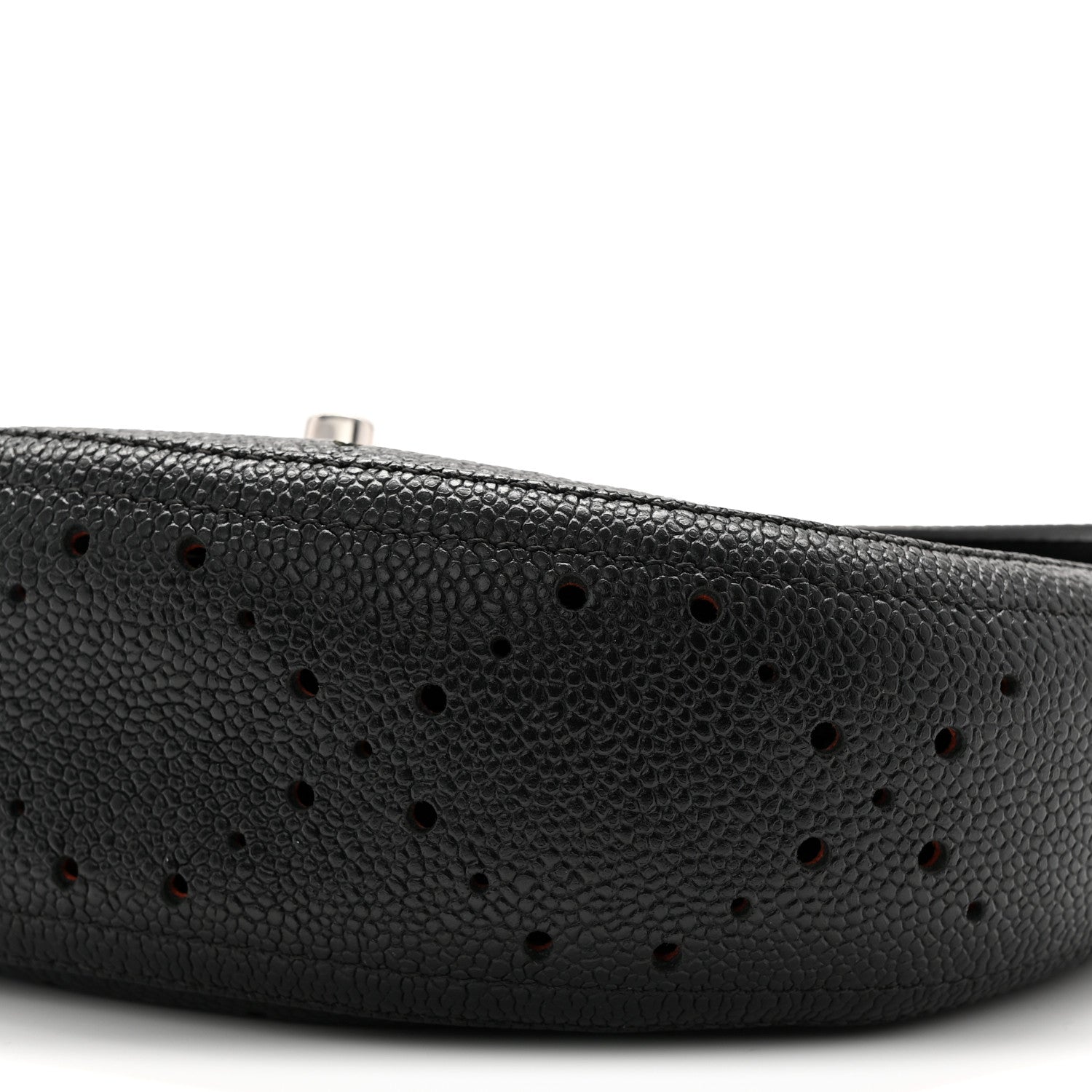 Caviar Perforated Messenger Flap Black