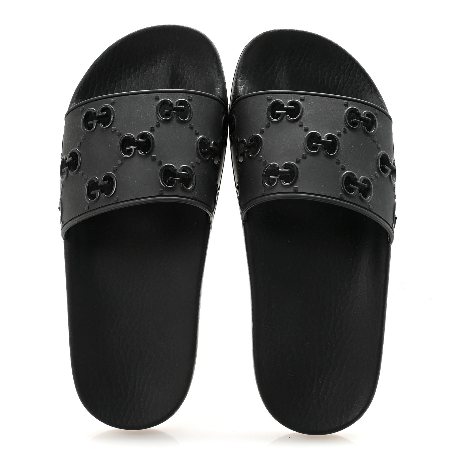 Rubber GG Monogram Perforated Womens Slide Sandals 37 Black