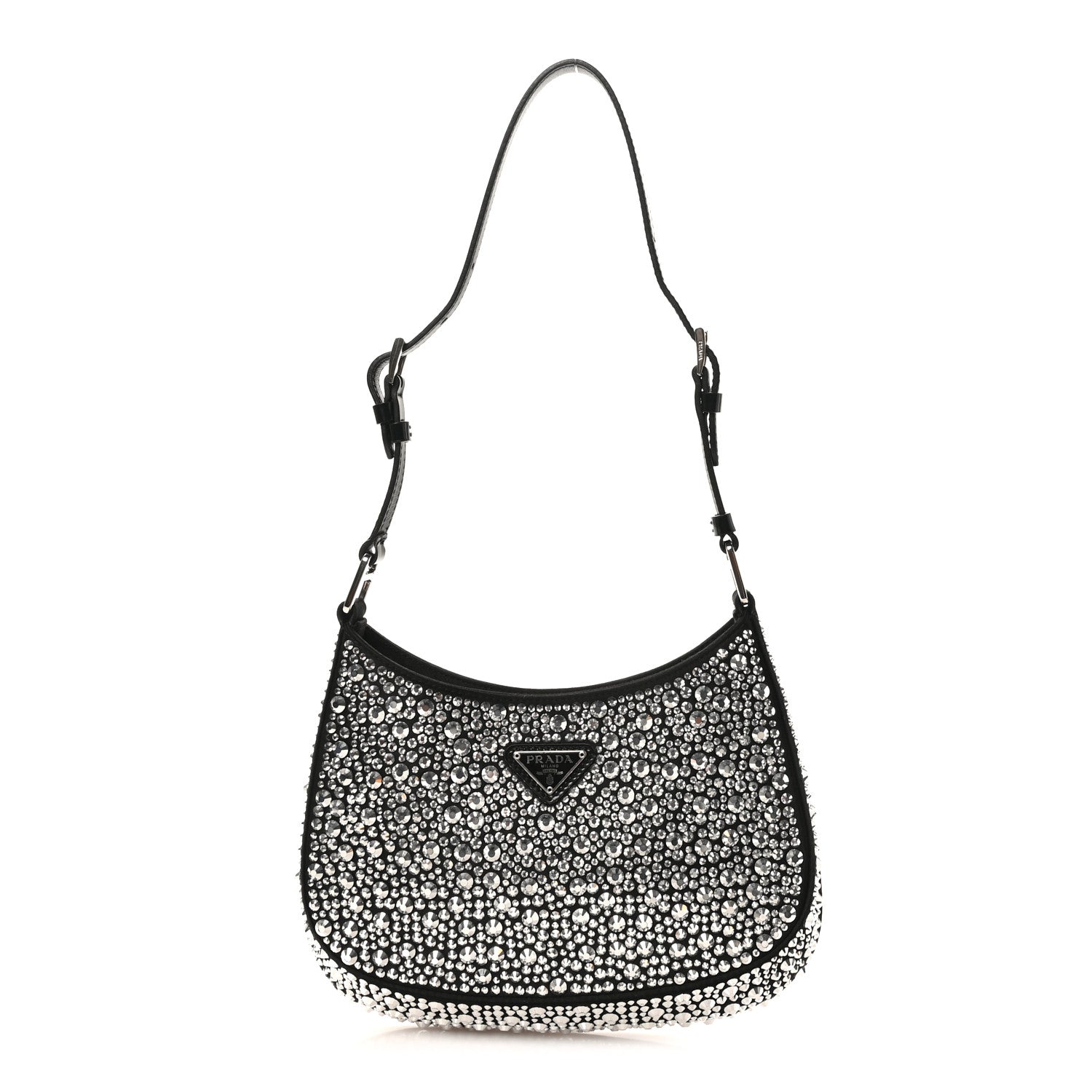 Satin Crystal Cleo Adjustable Strap Shoulder Bag Metal