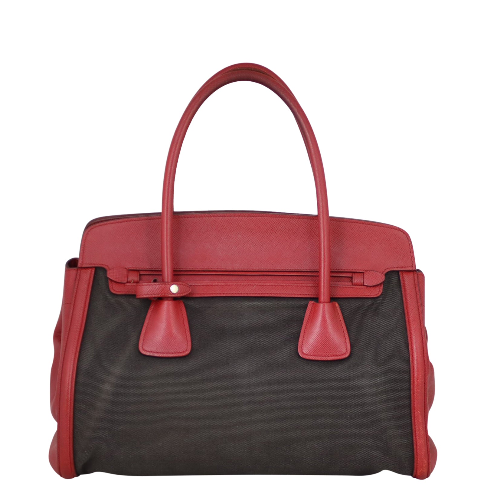 Prada Saffiano and Canvas Top Handle Tote