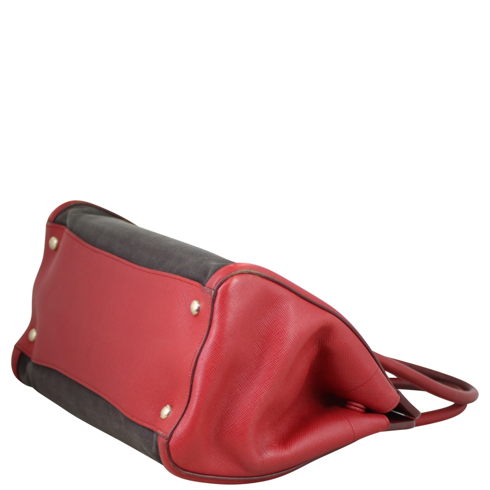 Prada Saffiano and Canvas Top Handle Tote