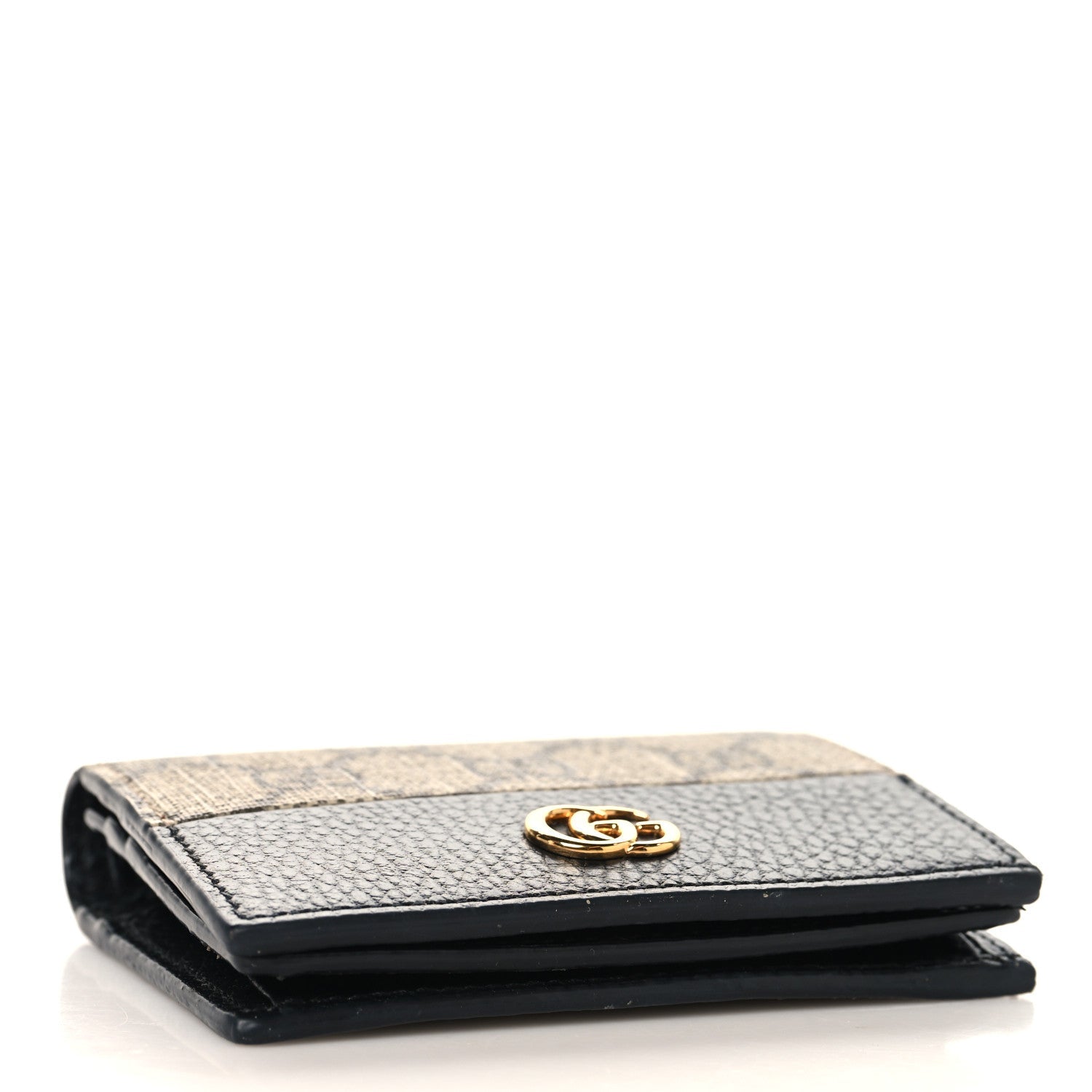 Dollar Calfskin GG Supreme Monogram GG Marmont Card Case Black Beige Ebony