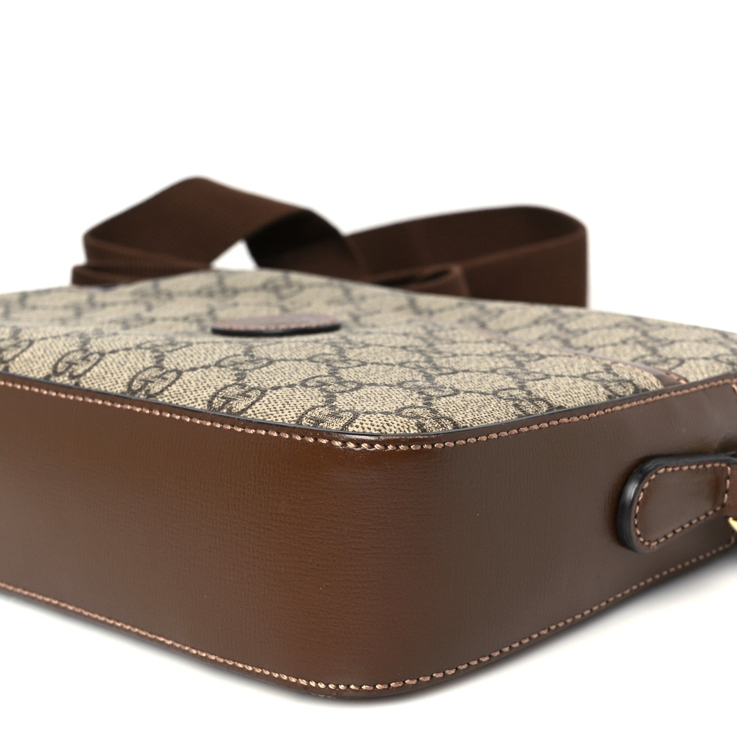 GG Supreme Monogram Azalea Calfskin Retro Interlocking G Messenger Shoulder Bag Beige Ebony Brown Sugar