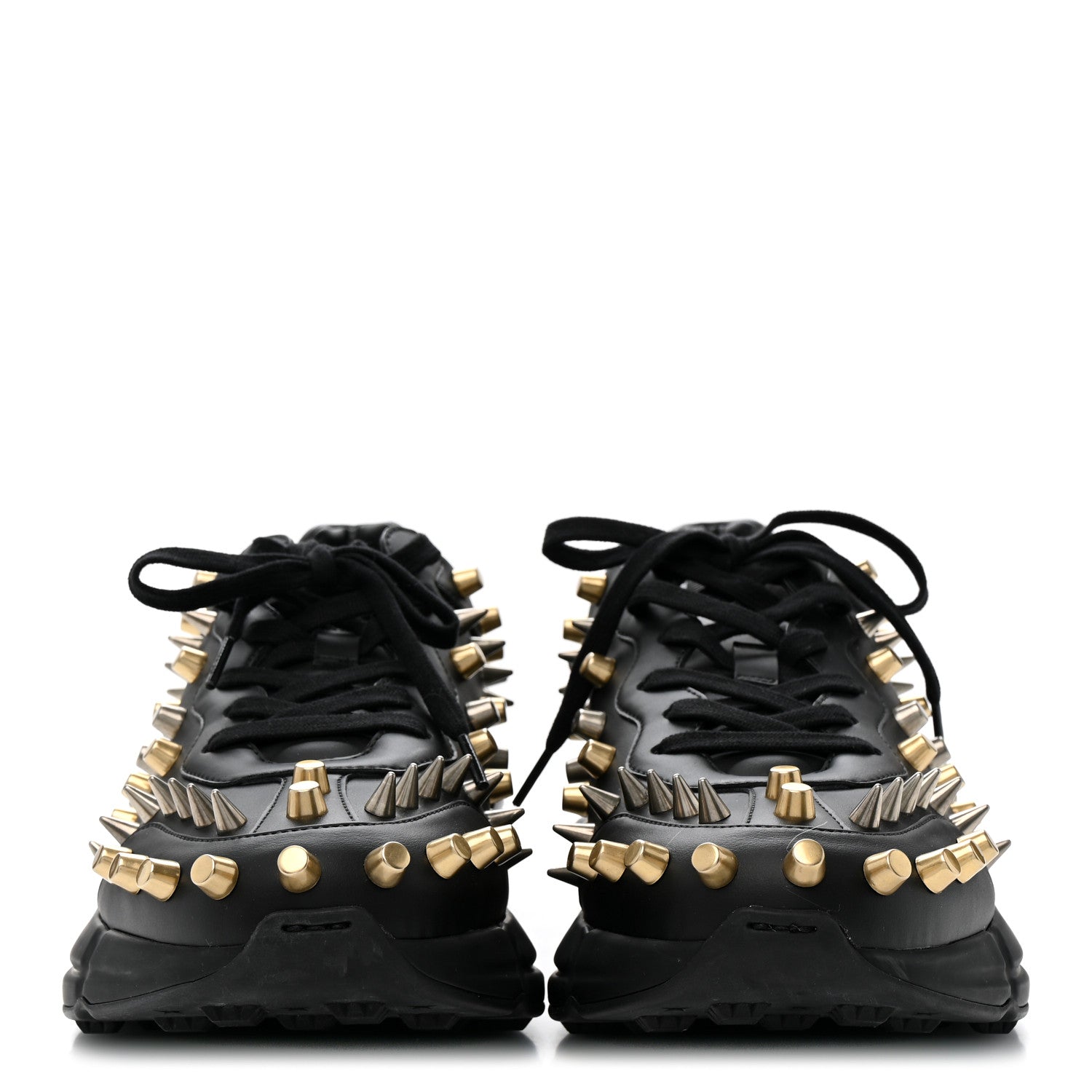 Demetra Spike Studded Mens Rhyton Sneakers 10 Black
