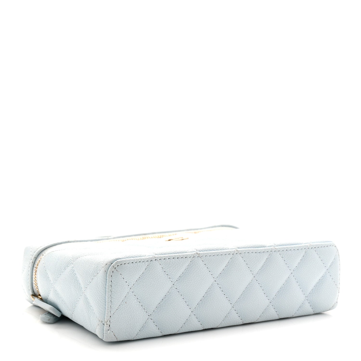 Caviar Quilted Top Handle Slim Vanity With Chain Light Blue