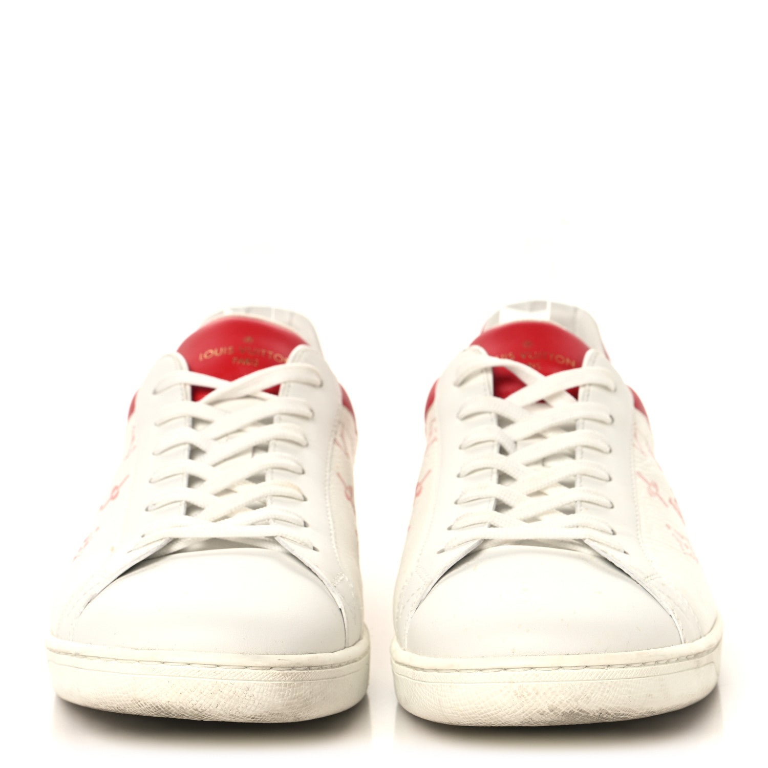 Calfskin Monogram Luxembourg Sneakers 10 Red White