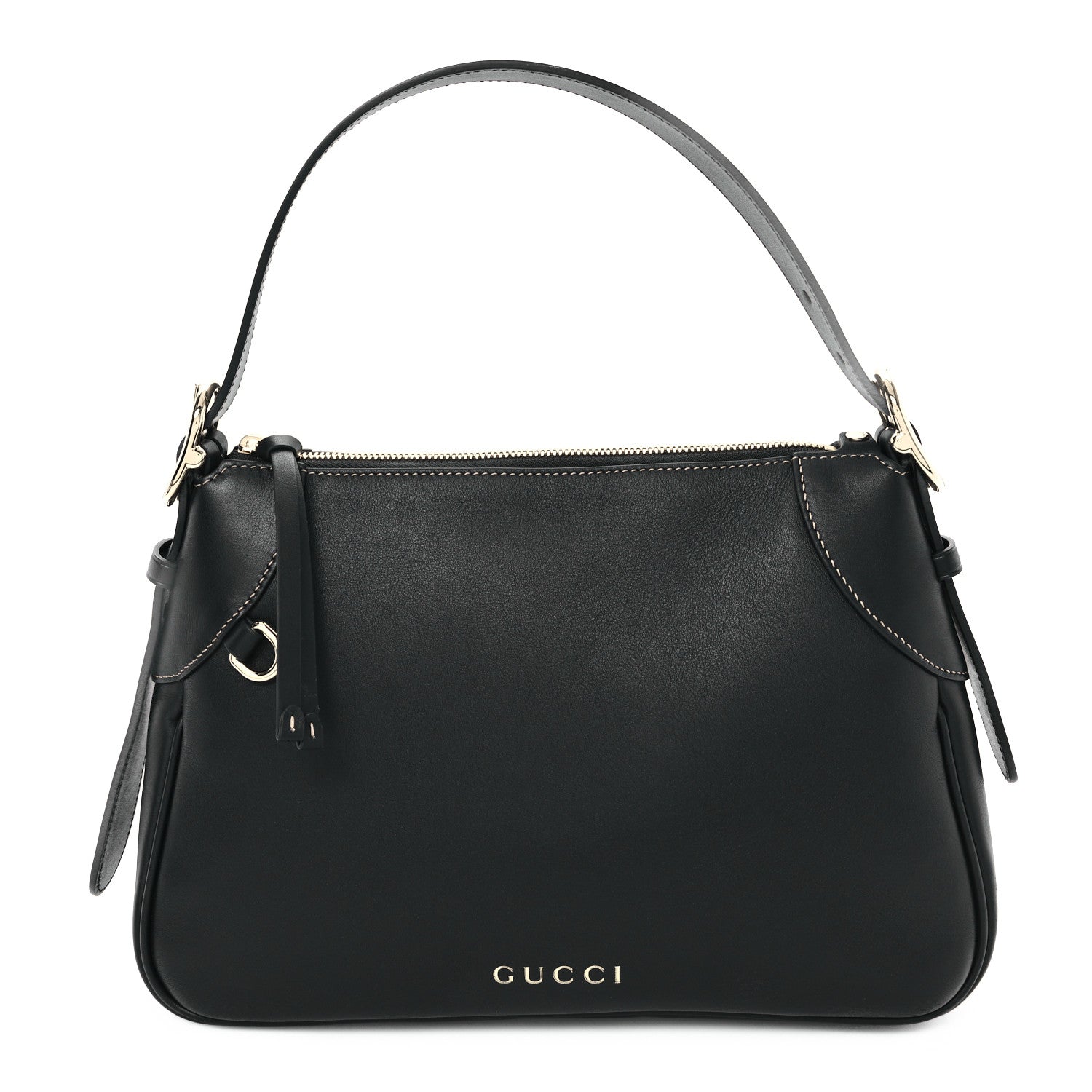 Calfskin Medium Emblem Shoulder Bag Black