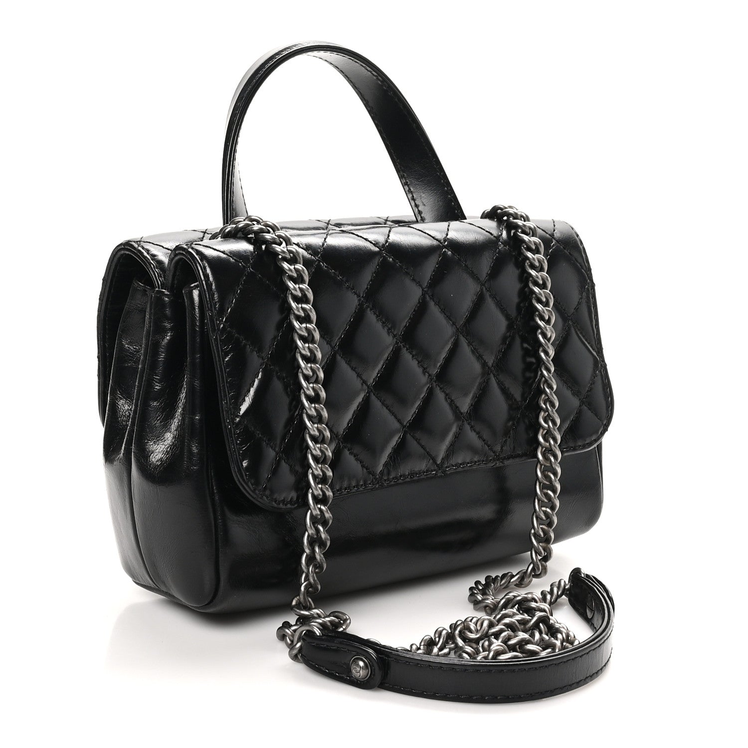 Glazed Calfskin Pilot Essentials Flap Black
