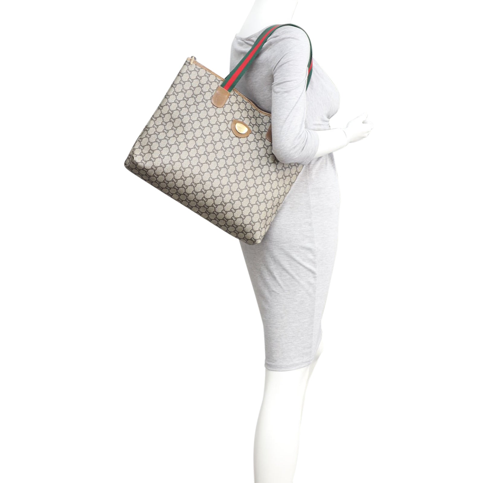 Gucci GG Supreme Plus Web Tote
