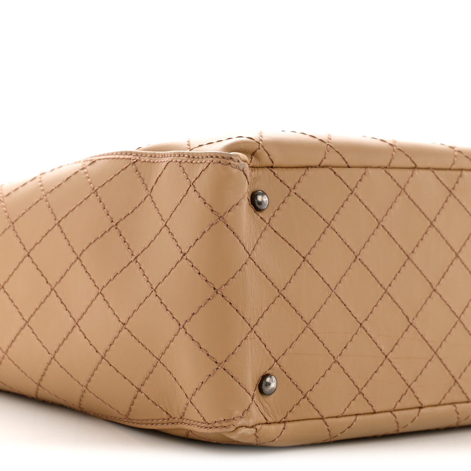 Calfskin Stitched CC Pocket Tote Beige