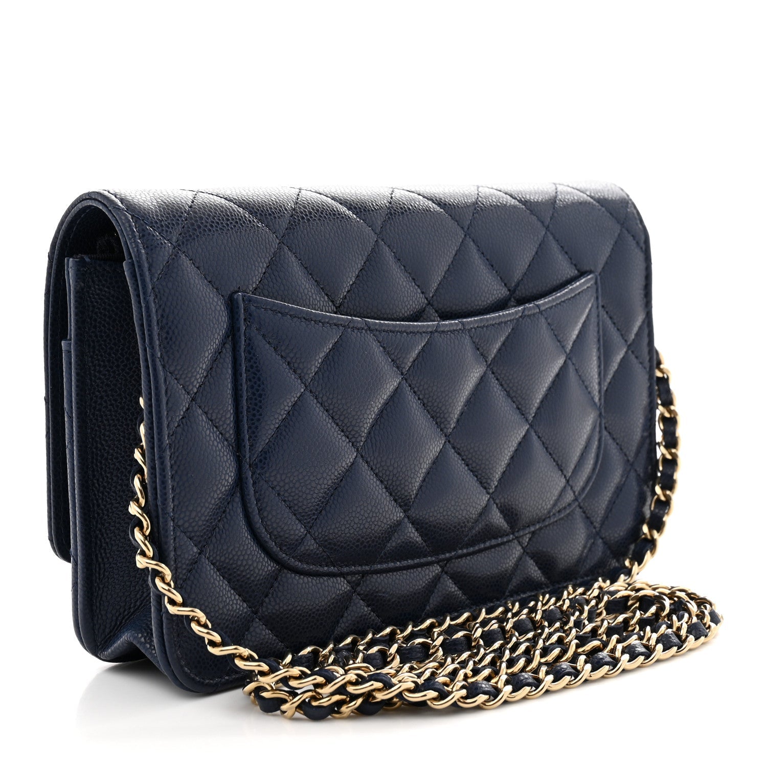 Caviar Quilted CC Turnlock Wallet On Chain WOC Navy Blue