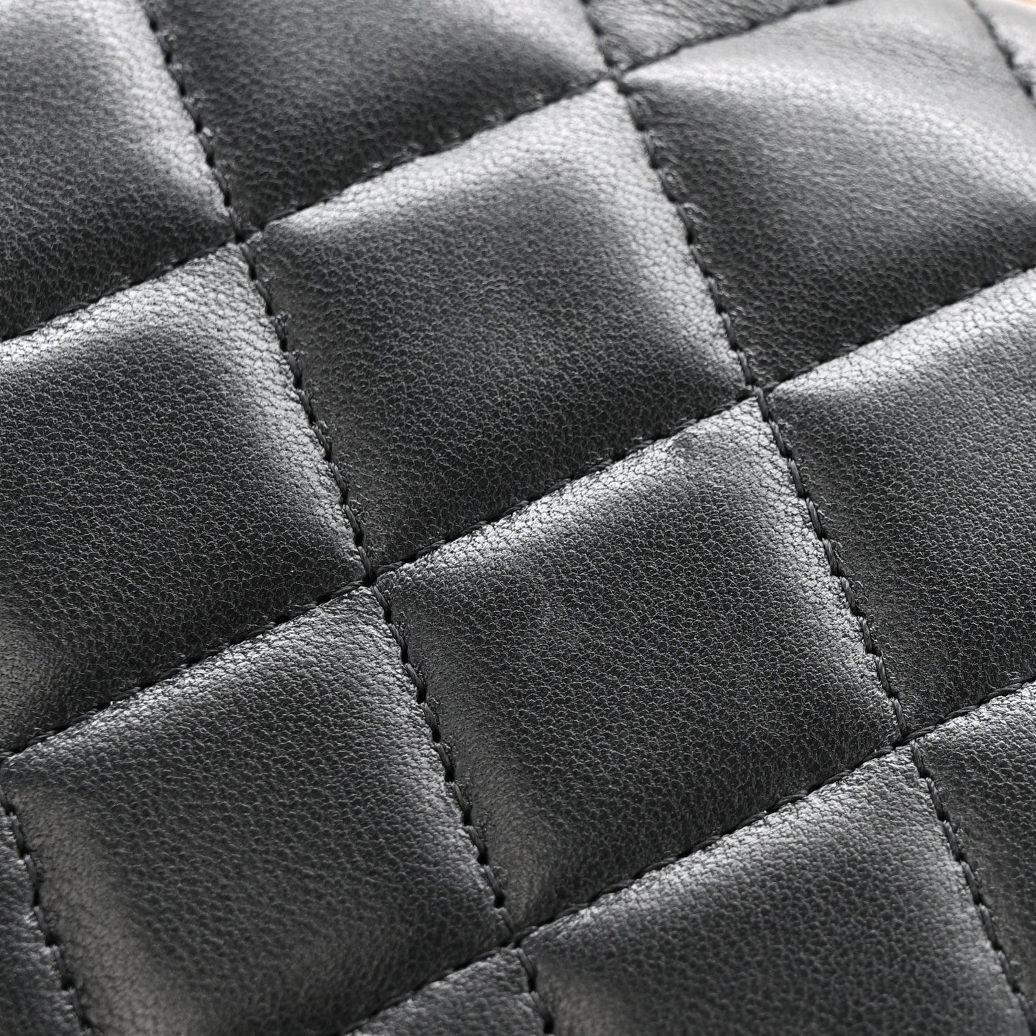 Lambskin Quilted Mini Trendy CC Clutch With Chain Black