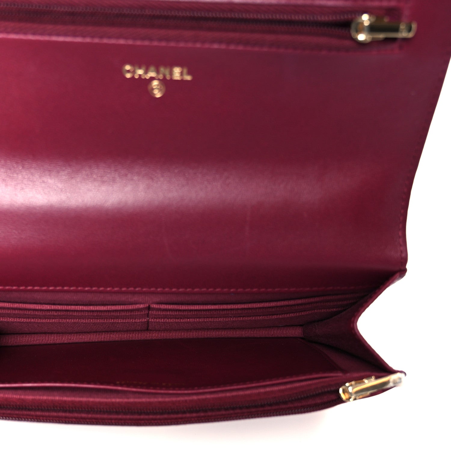 Lambskin Quilted Top Handle Wallet On Chain WOC  Burgundy