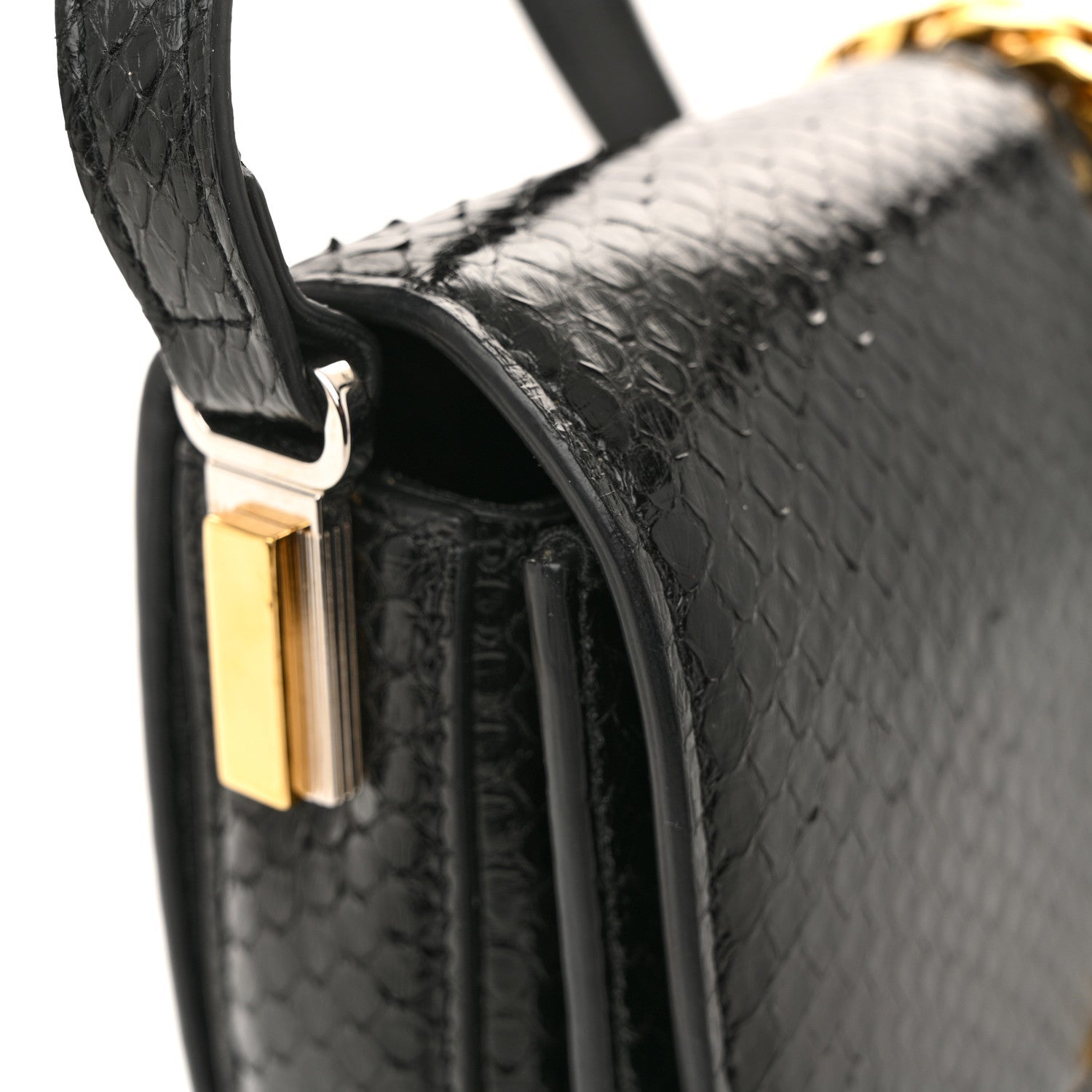 Snakeskin Mini Sylvie 1969 Messenger Bag Black